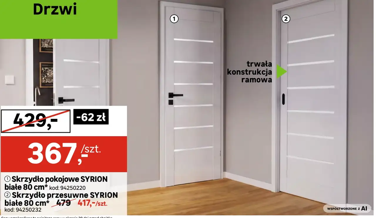 Skrzydło pokojowe SYRION białe 80 cm