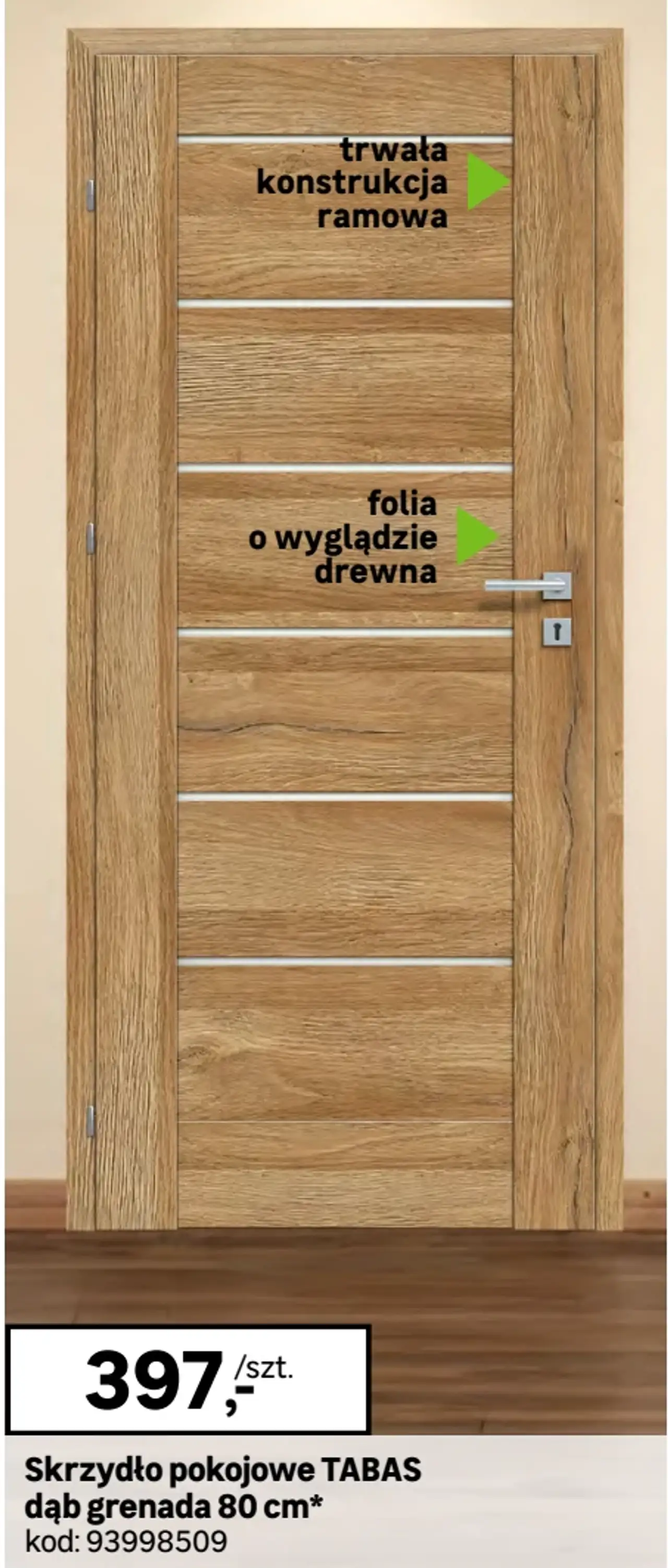 Skrzydło pokojowe TABAS dąb grenada 80 cm