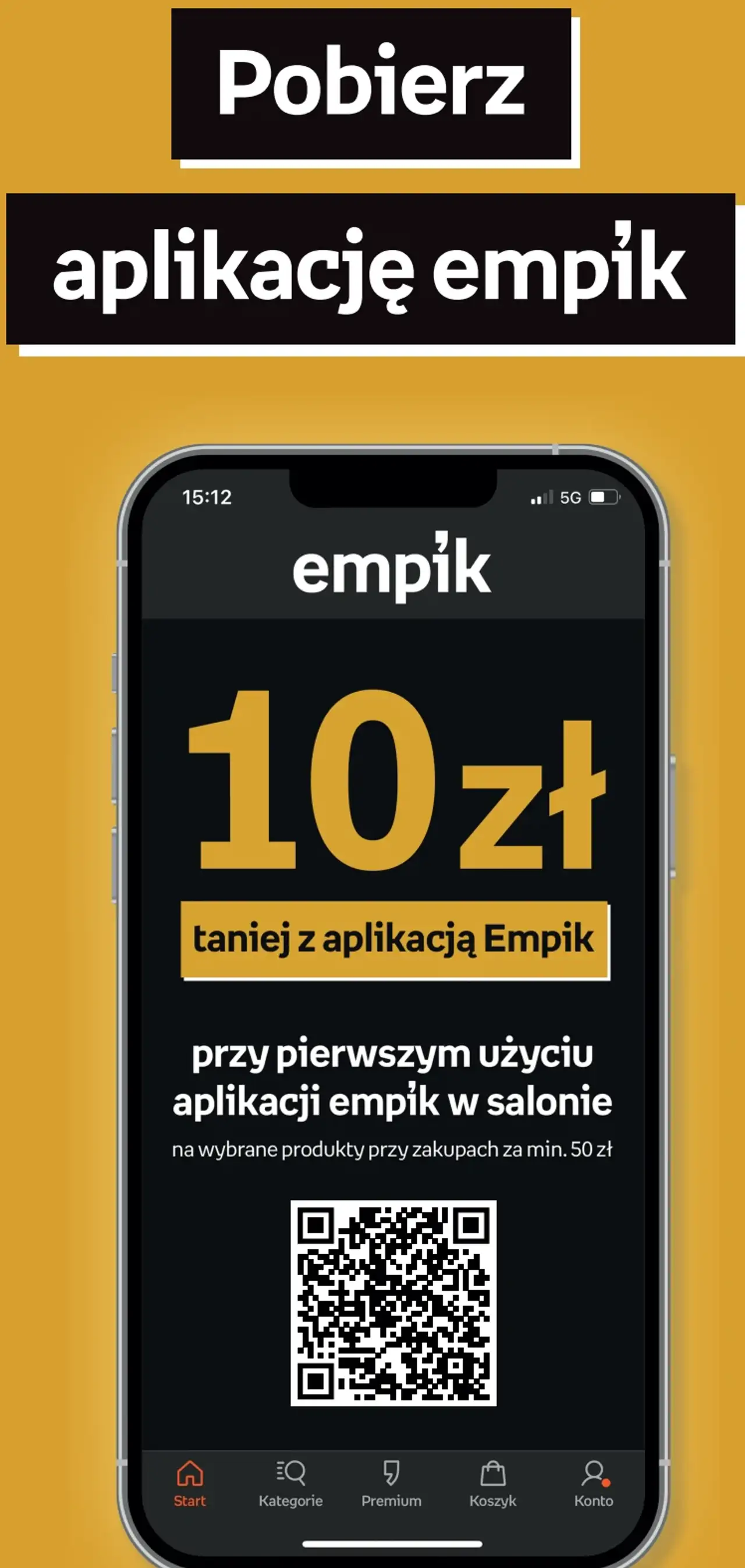 Aplikacja Empik - 10 zł rabatu przy pierwszym użyciu w salonie (zakupy za min. 50 zł)