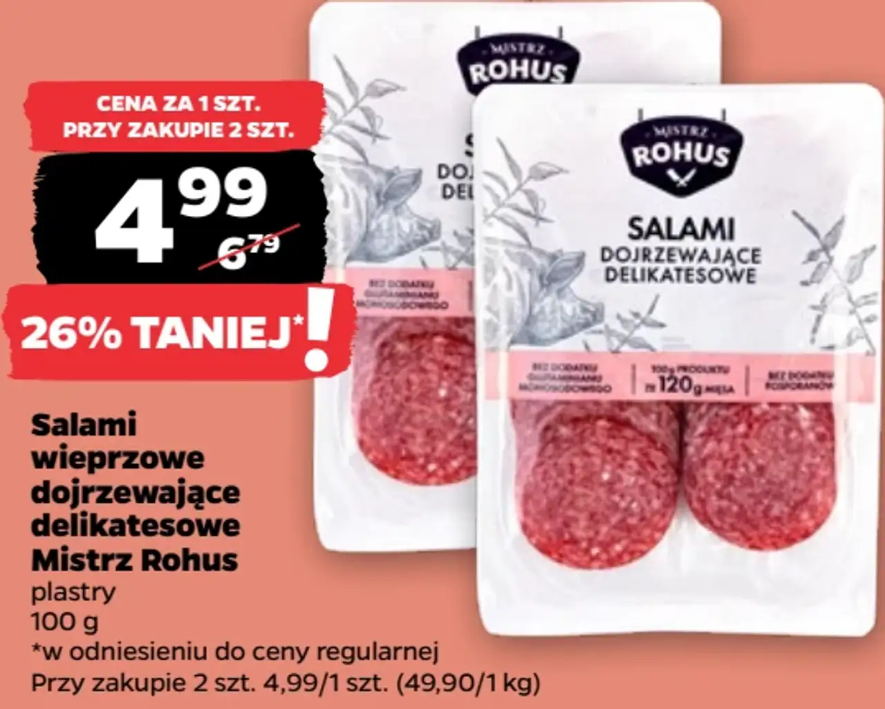 Salami wieprzowe dojrzewające delikatesowe Mistrz Rohus