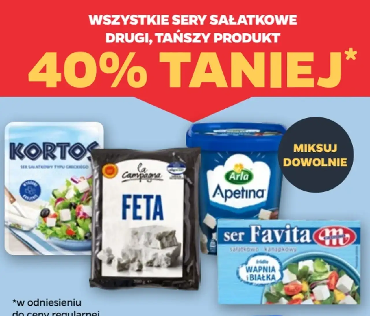 Sery sałatkowe (Kortos, La Campagna Feta, Arla Apetina, ser Favita)