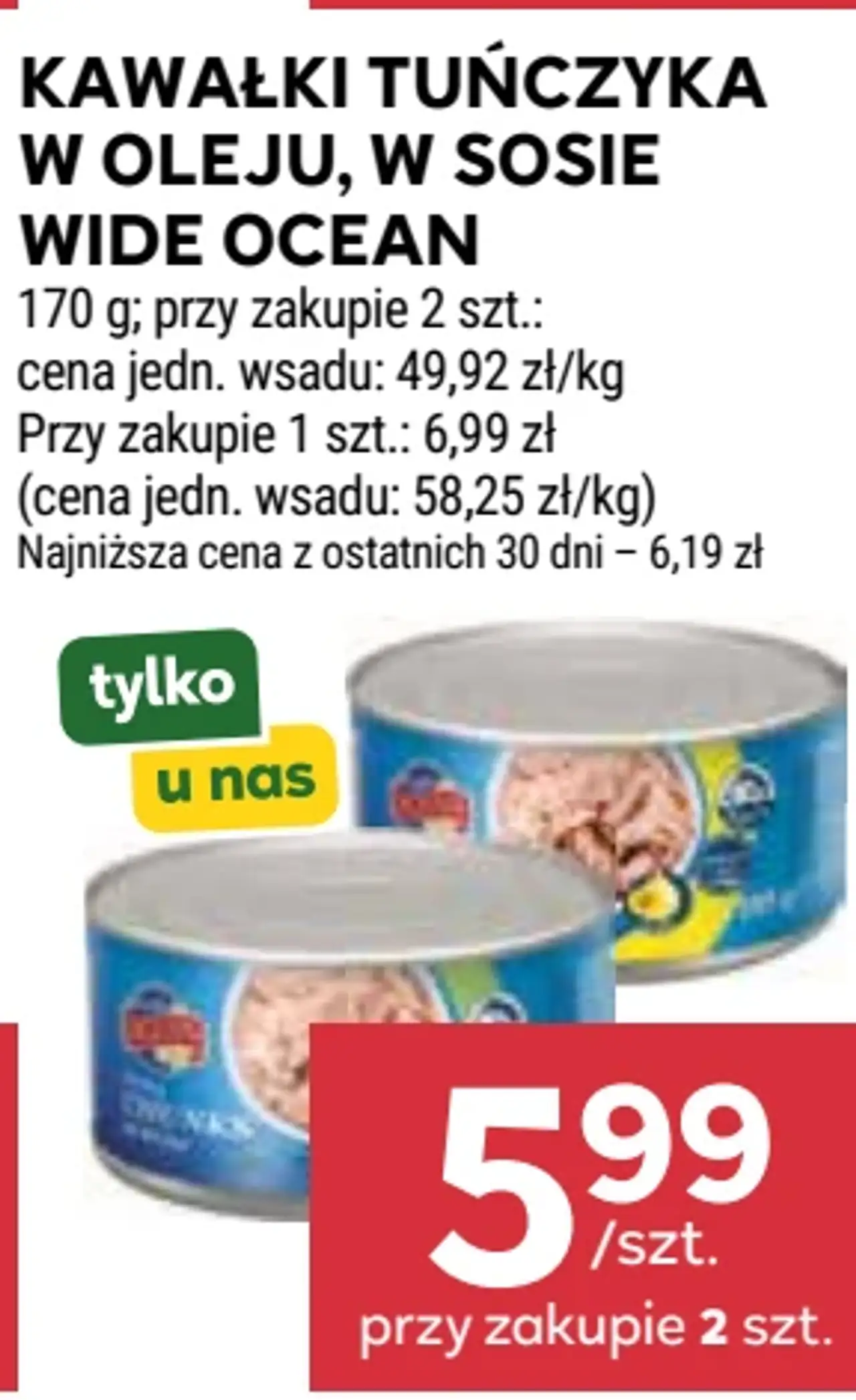 Kawałki tuńczyka w oleju, w sosie Wide Ocean
