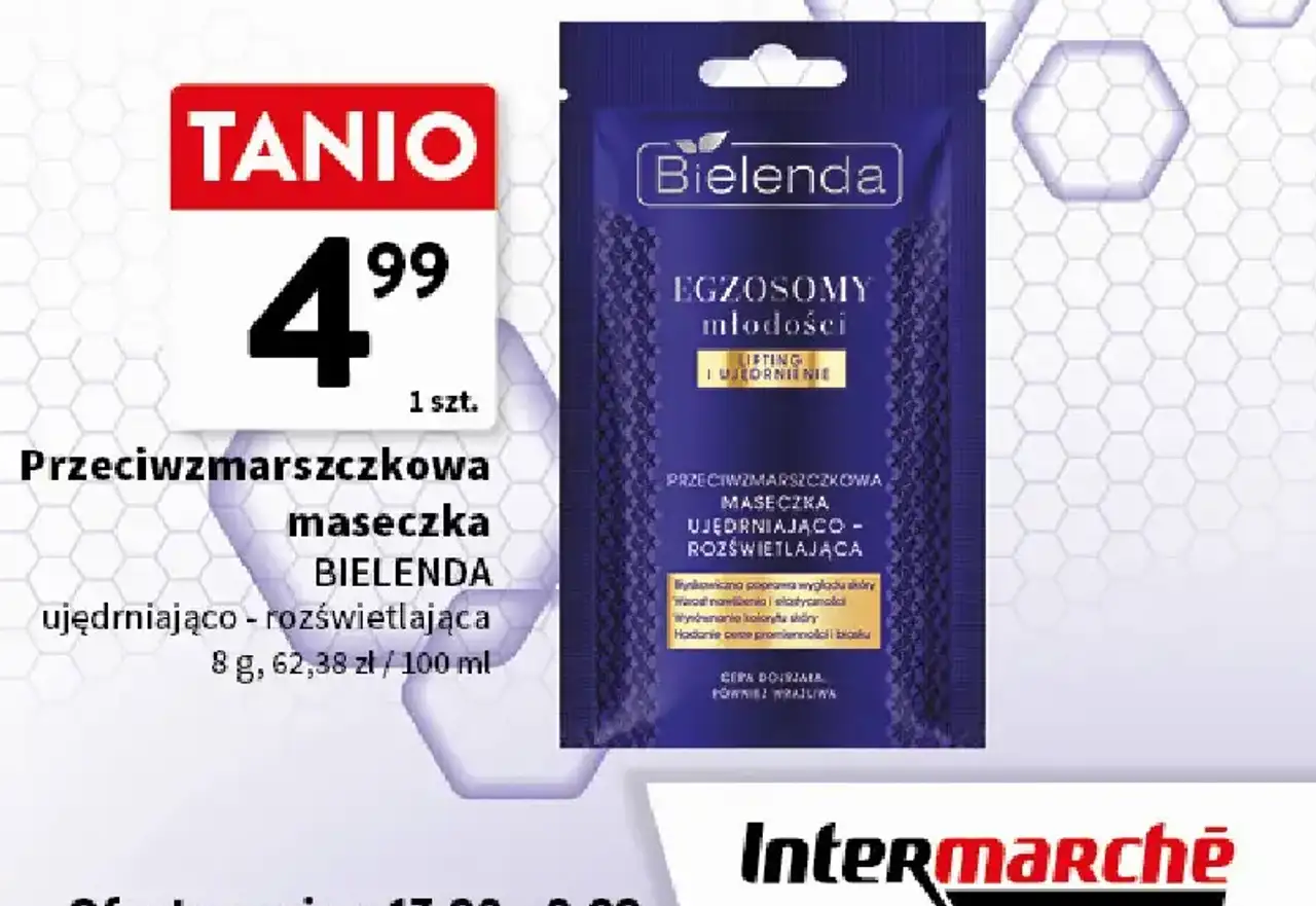 Przeciwzmarszczkowa maseczka do twarzy BIELENDA Egzosomy młodości ujędrniająco-rozświetlająca