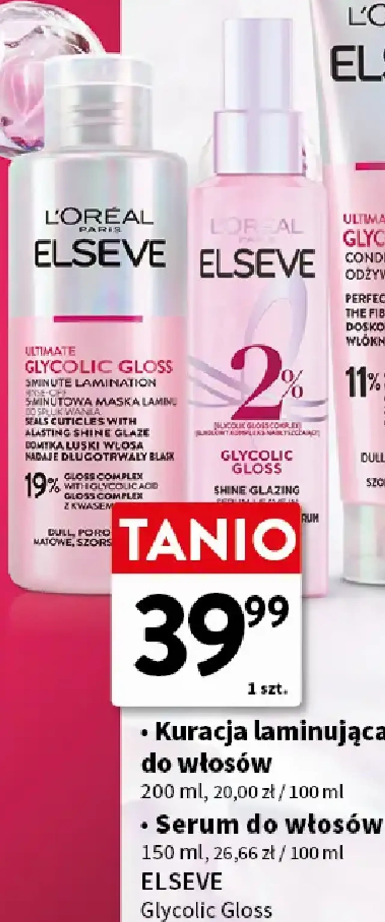 Kuracja laminująca lub serum do włosów L'Oréal Paris Elseve Glycolic Gloss