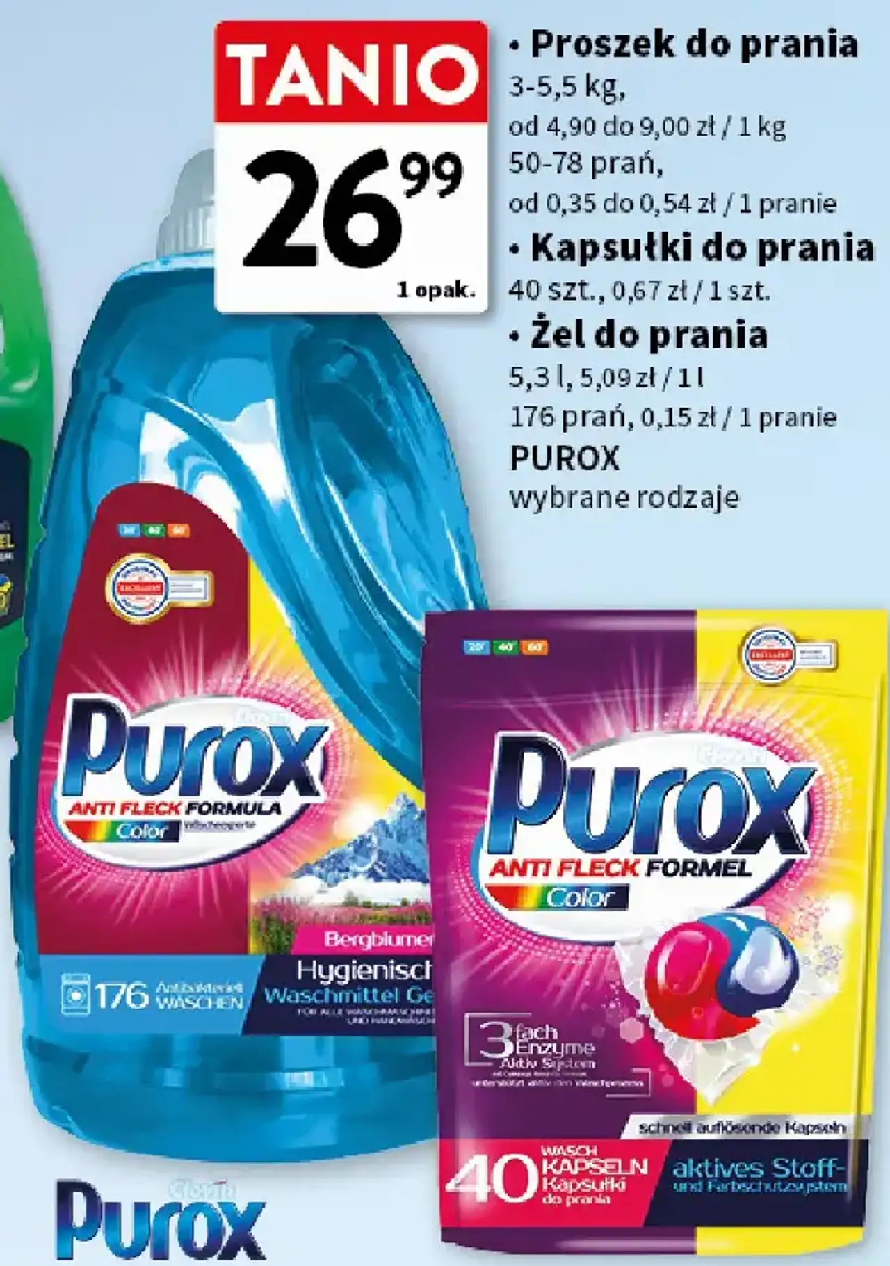Purox Proszek, Kapsułki lub Żel do prania