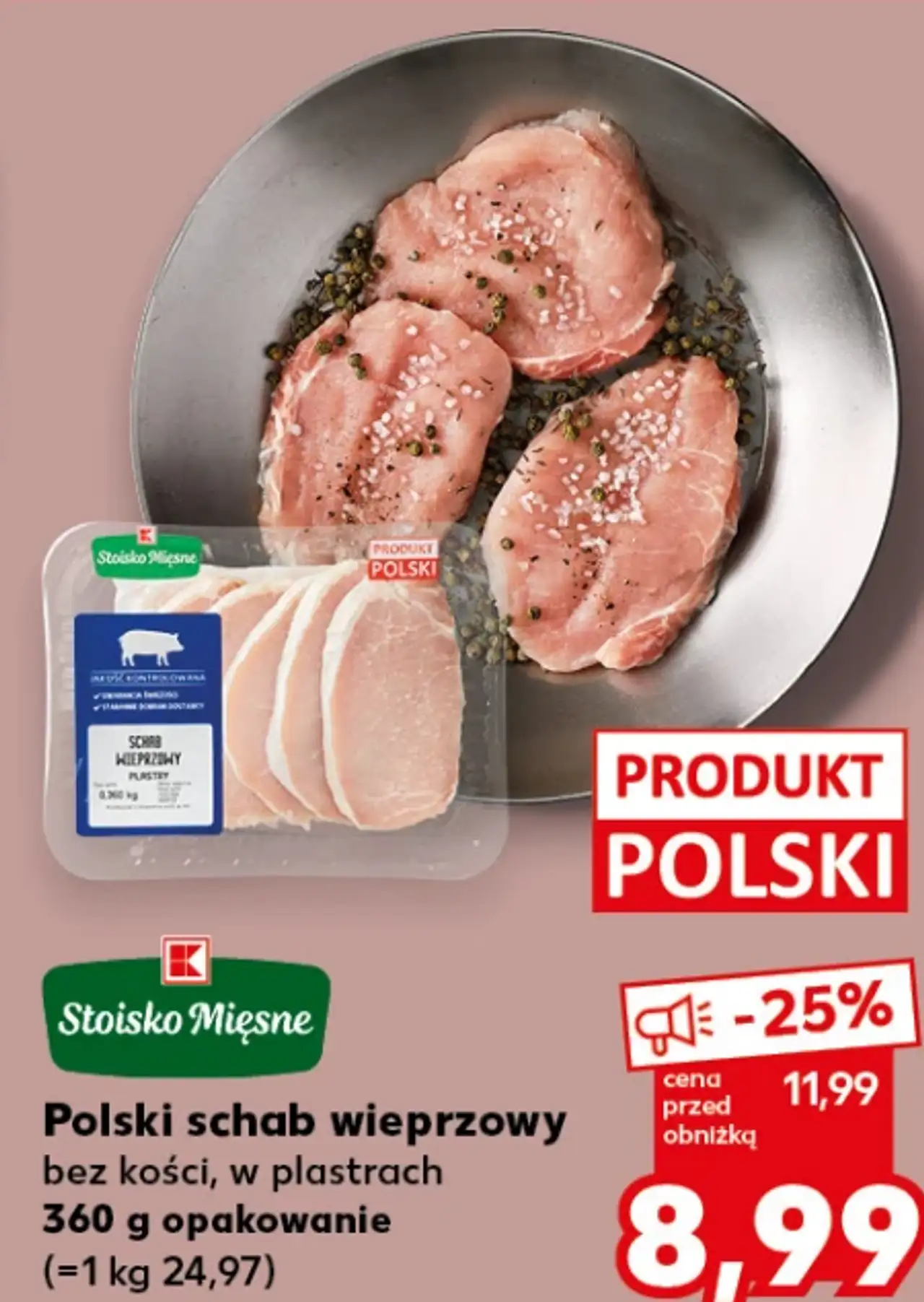 Polski schab wieprzowy bez kości, w plastrach Stoisko Mięsne