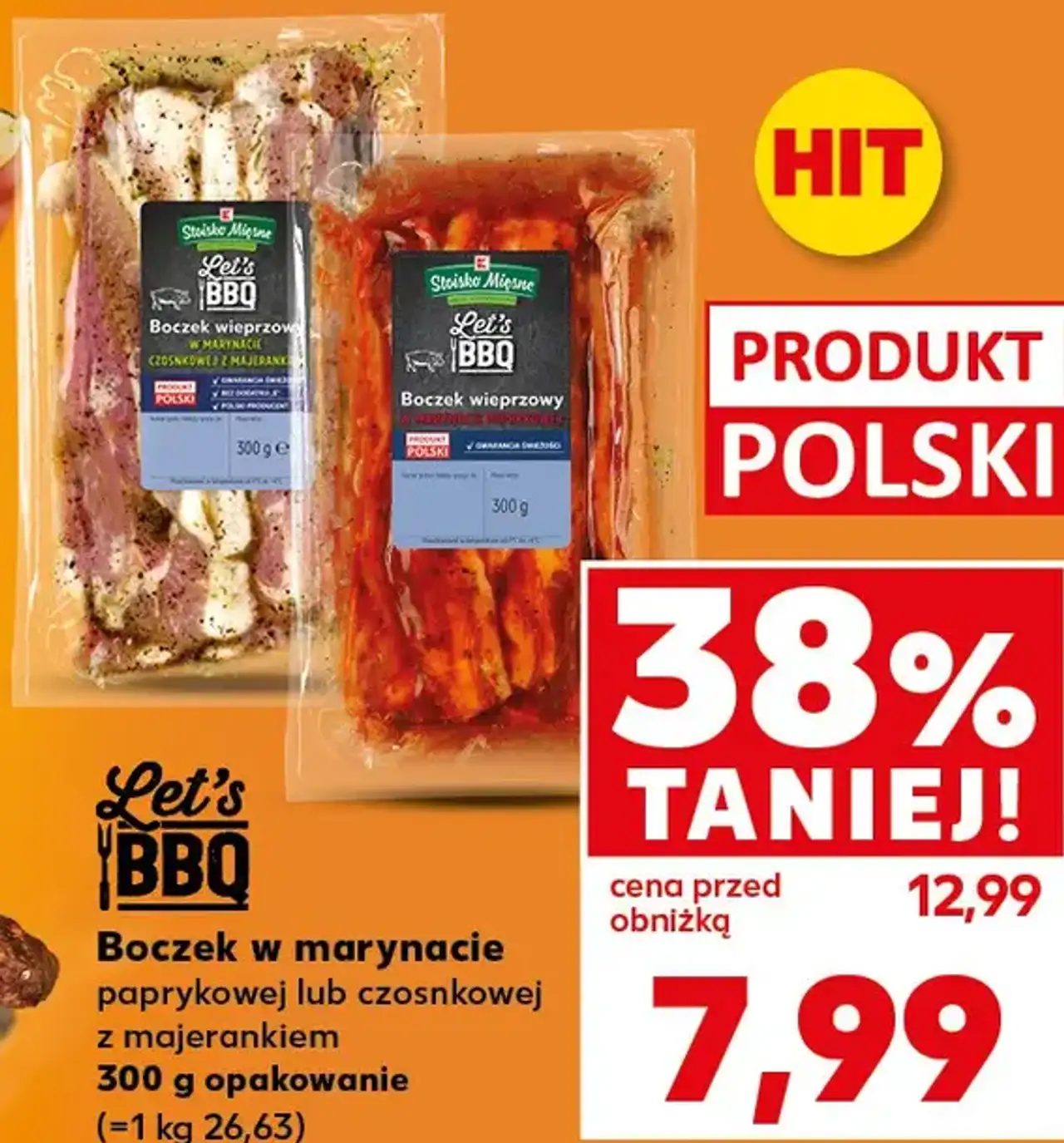 Let's BBQ Boczek w marynacie paprykowej lub czosnkowej z majerankiem