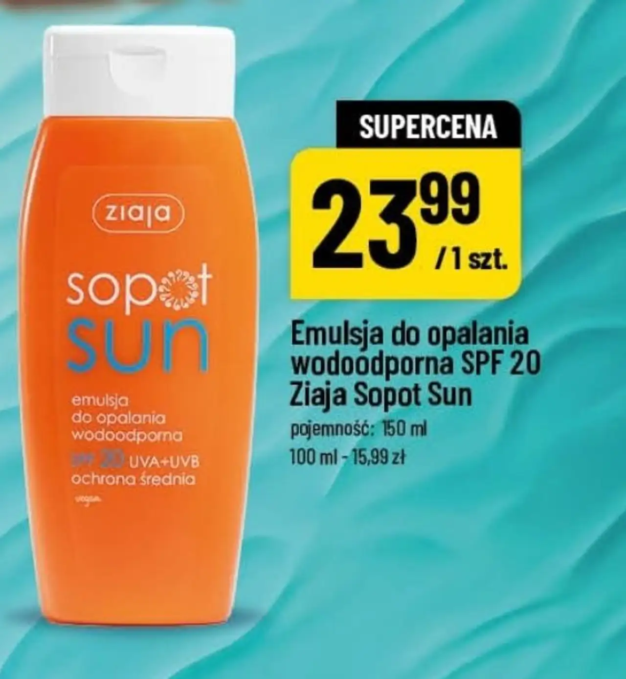 Emulsja do opalania wodoodporna SPF 20 Ziaja Sopot Sun