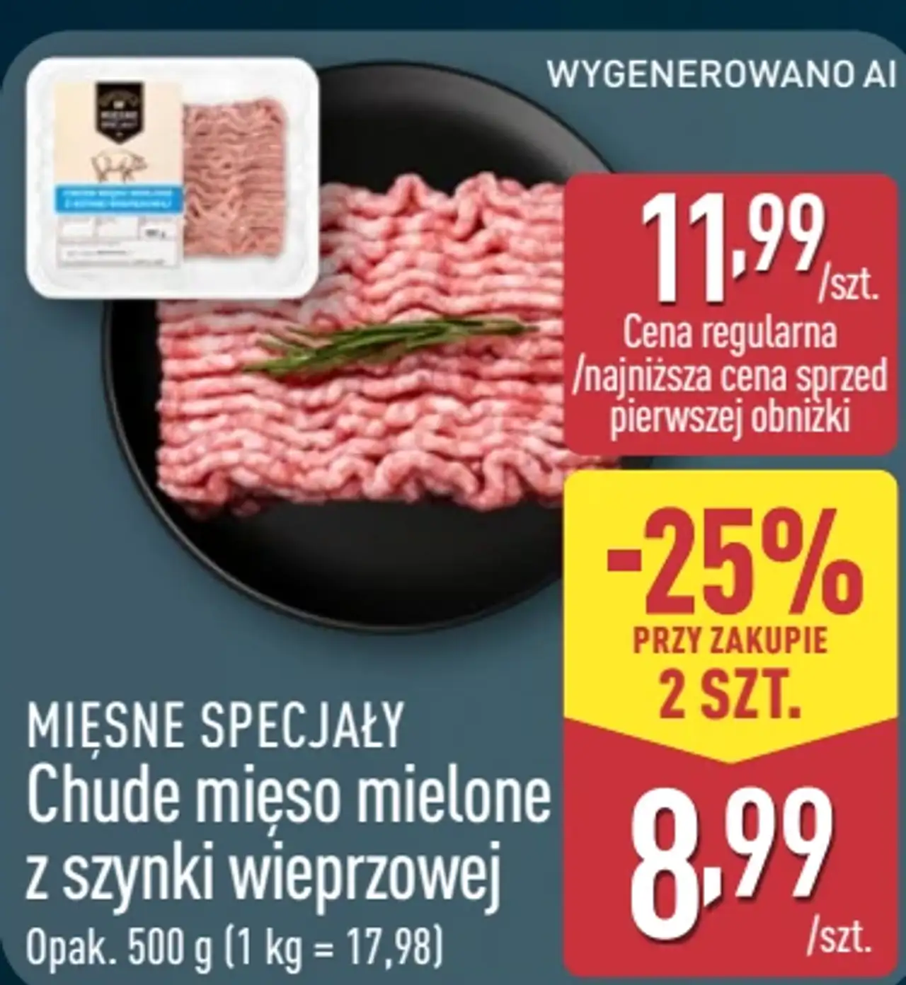 Chude mięso mielone z szynki wieprzowej Mięsne Specjały