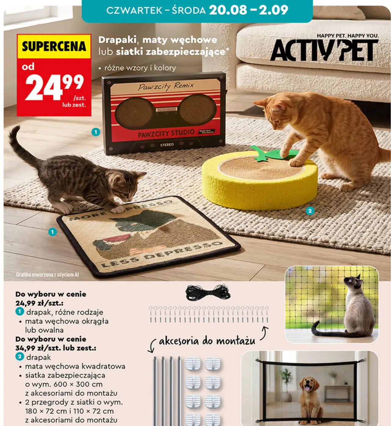 ACTIV'PET Drapak, mata węchowa lub siatka zabezpieczająca