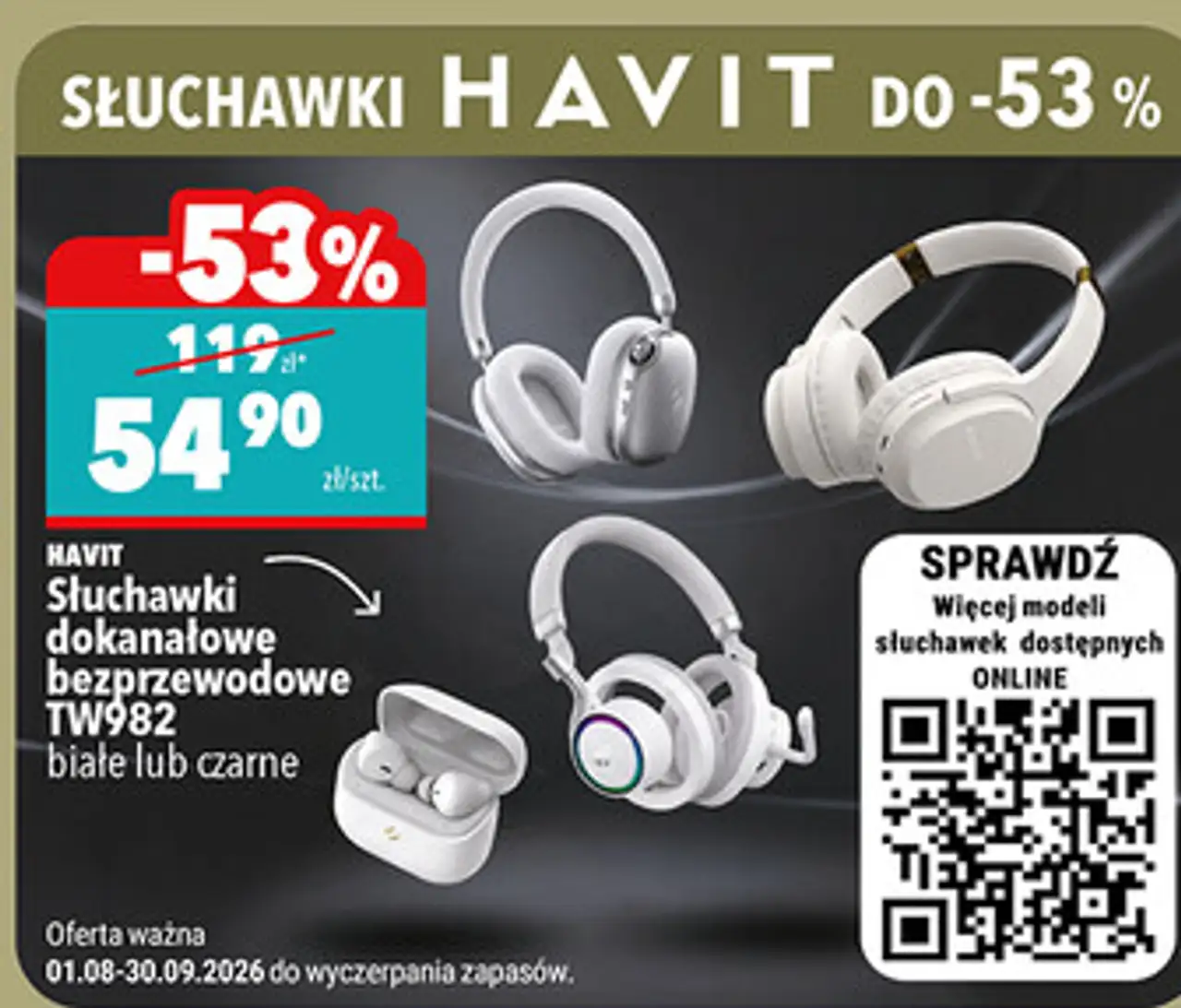 Słuchawki dokanałowe bezprzewodowe HAVIT TW982