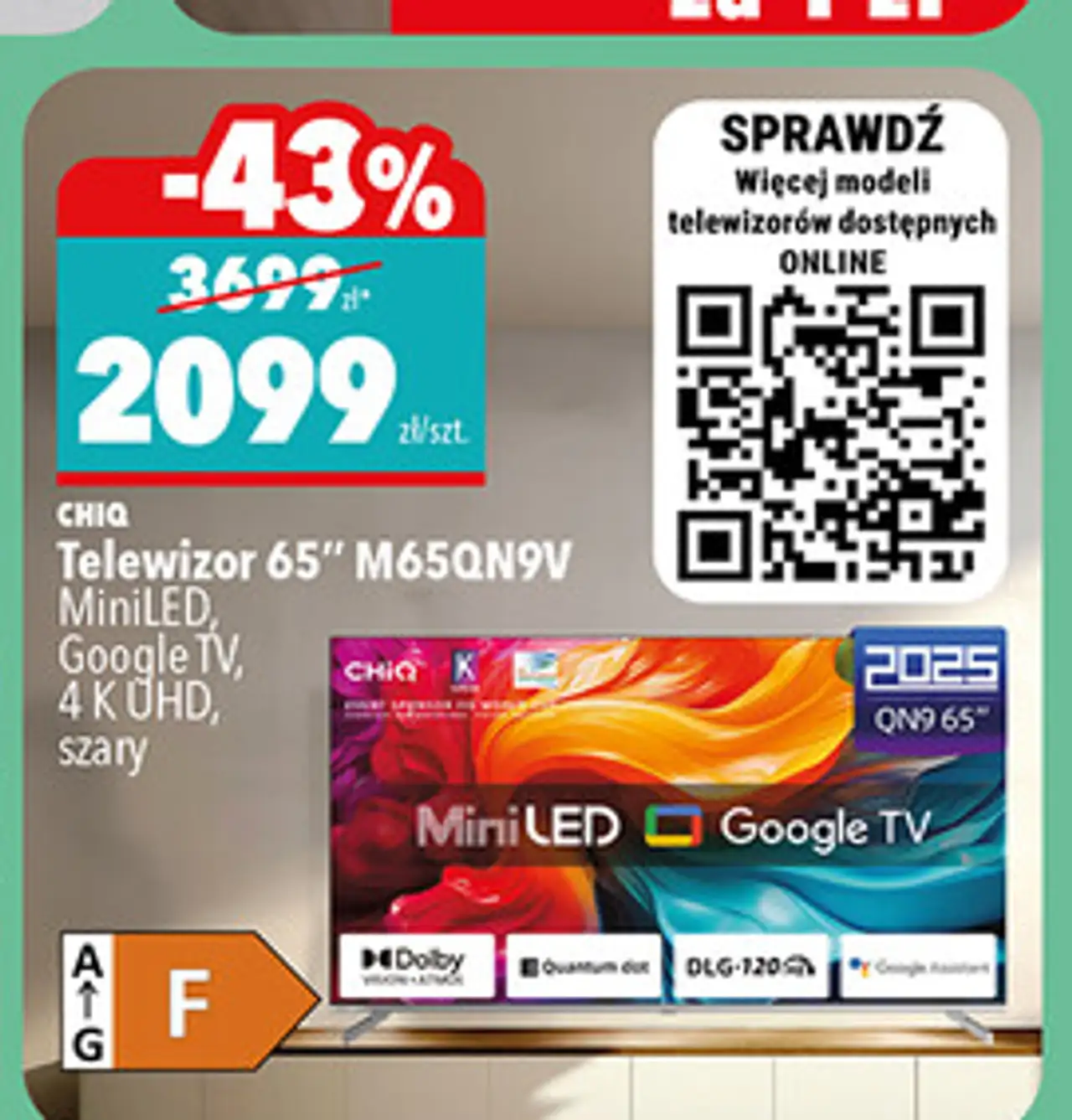 Telewizor 65" CHiQ M65QN9V MiniLED, Google TV