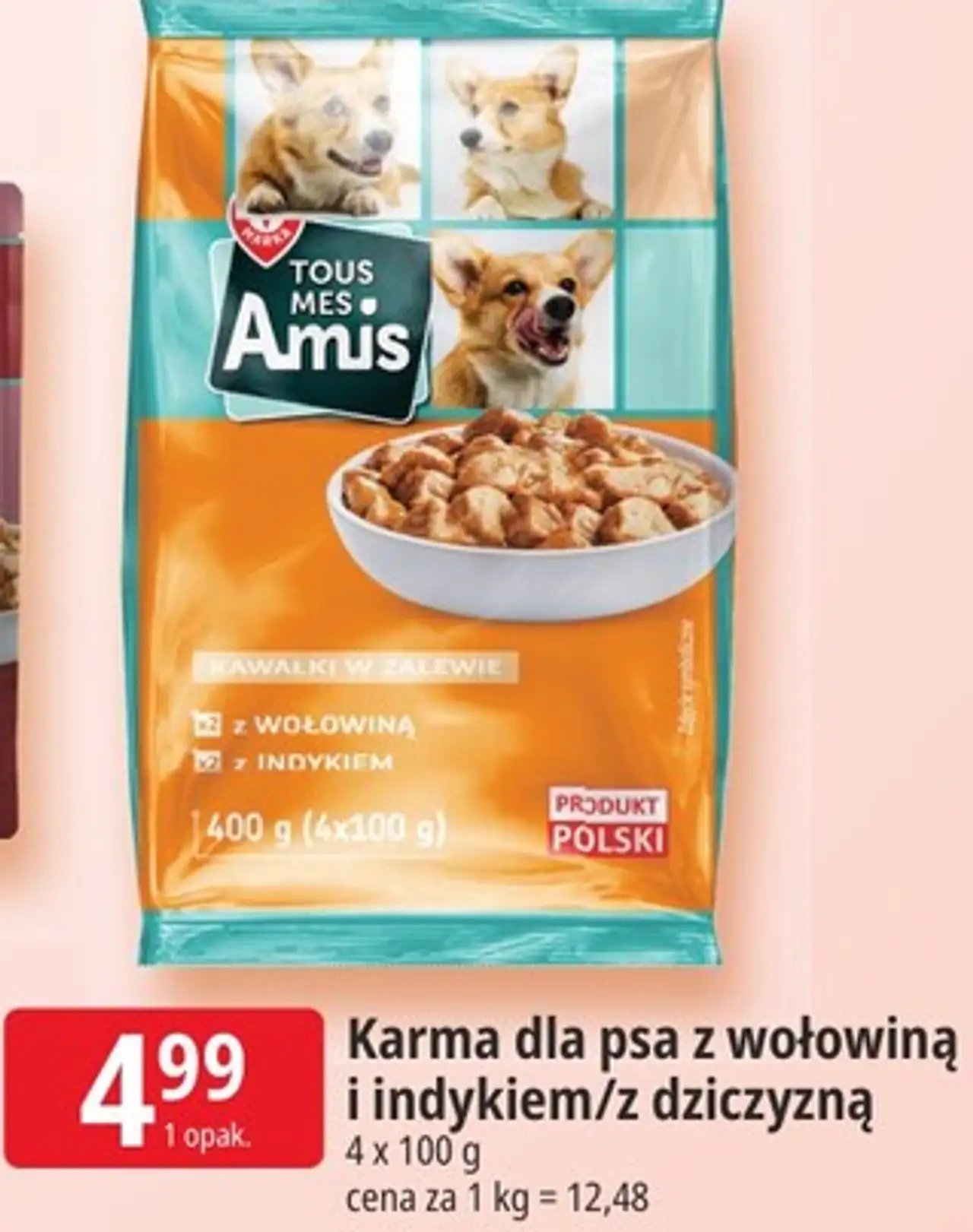 Karma dla psa z wołowiną i indykiem/z dziczyzną Tous Mes Amis