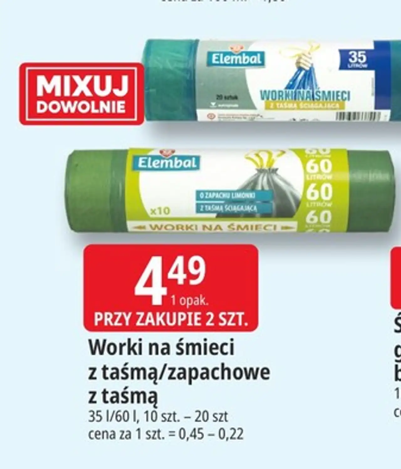 Elembal Worki na śmieci z taśmą/zapachowe z taśmą
