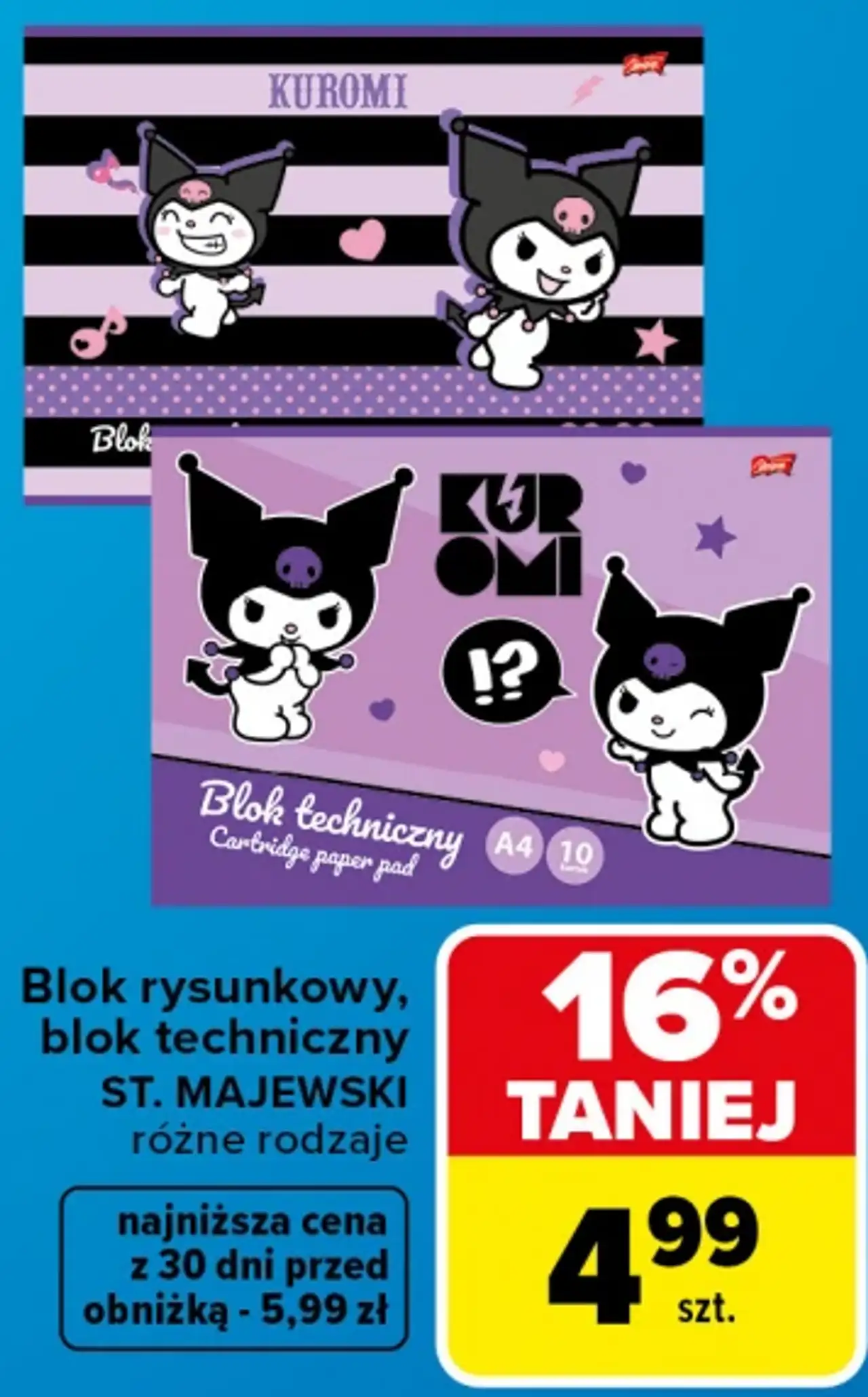 Blok rysunkowy, blok techniczny ST. MAJEWSKI Kuromi