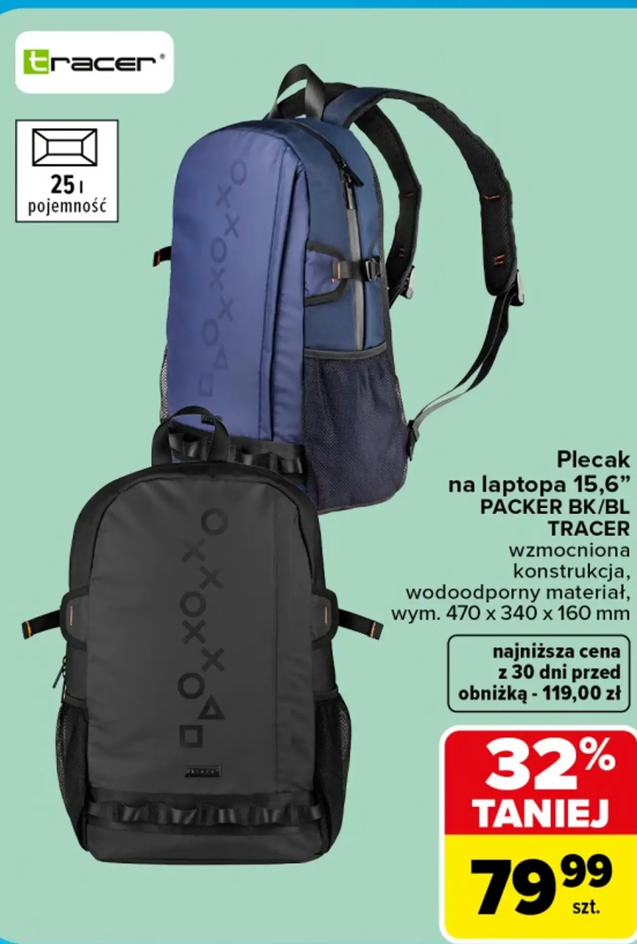 Plecak na laptopa 15,6" PACKER BK/BL TRACER