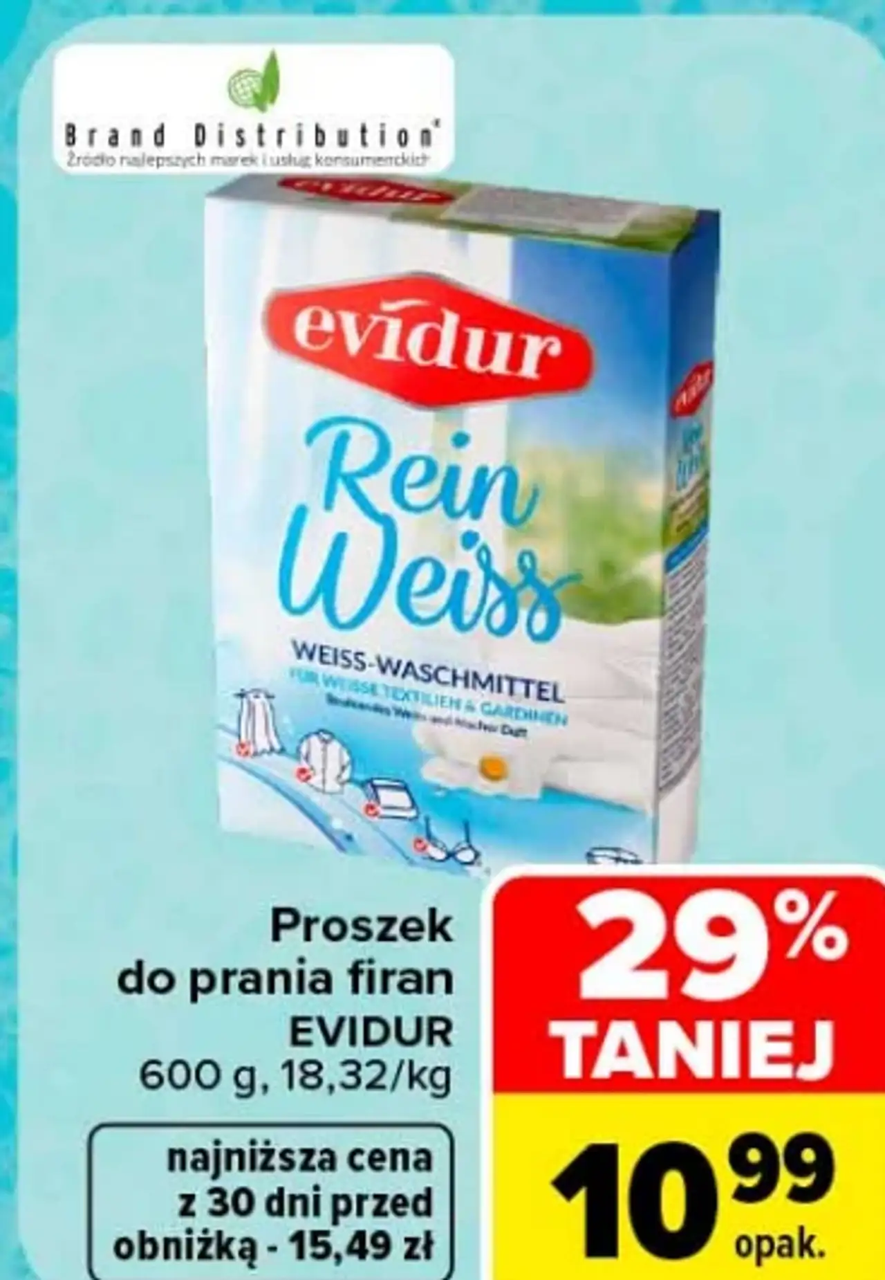 Proszek do prania firan Evidur Rein Weiss