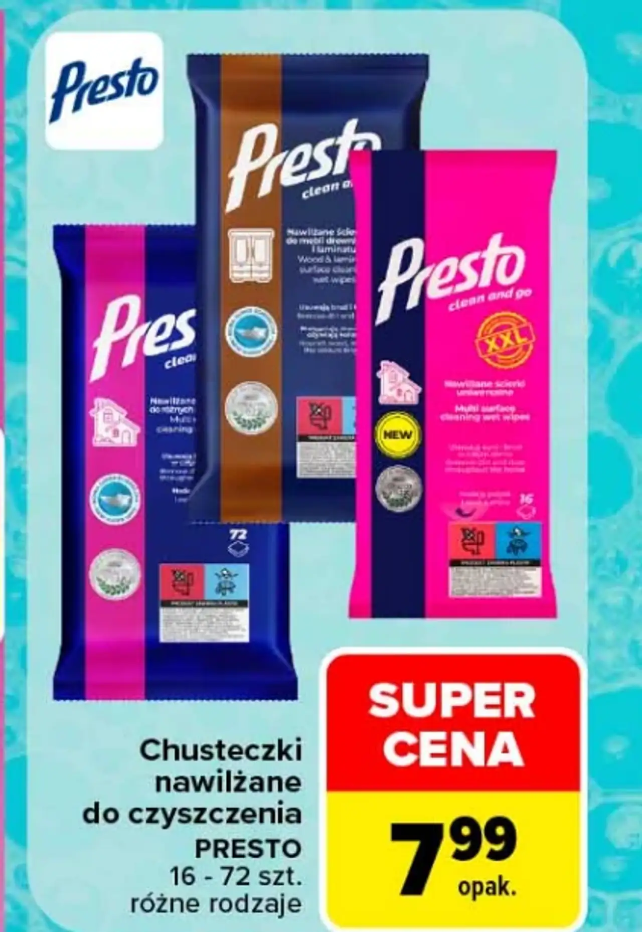 Chusteczki nawilżane do czyszczenia Presto
