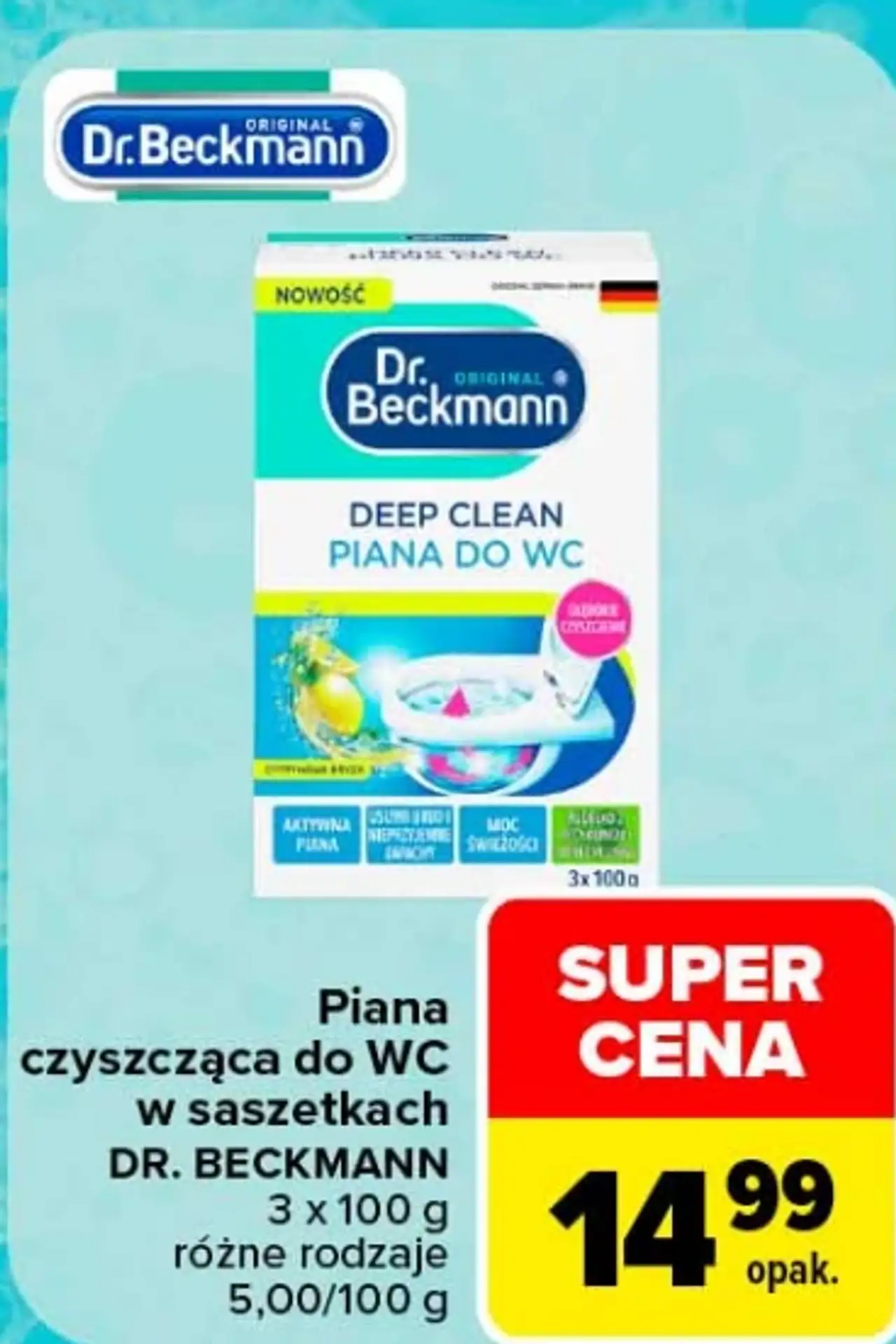 Piana czyszcząca do WC w saszetkach Dr. Beckmann Deep Clean