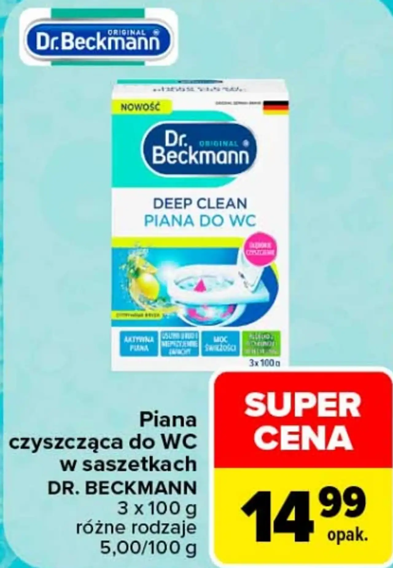 Piana czyszcząca do WC w saszetkach Dr. Beckmann Deep Clean