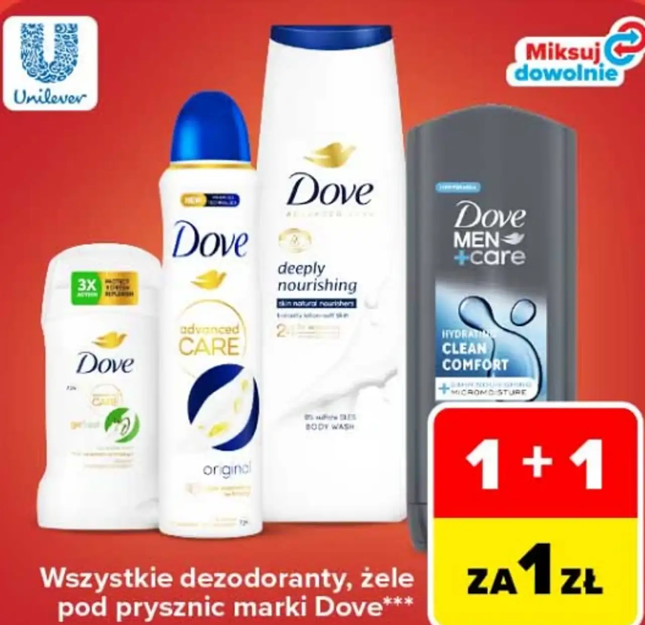 Wszystkie dezodoranty, żele pod prysznic marki Dove