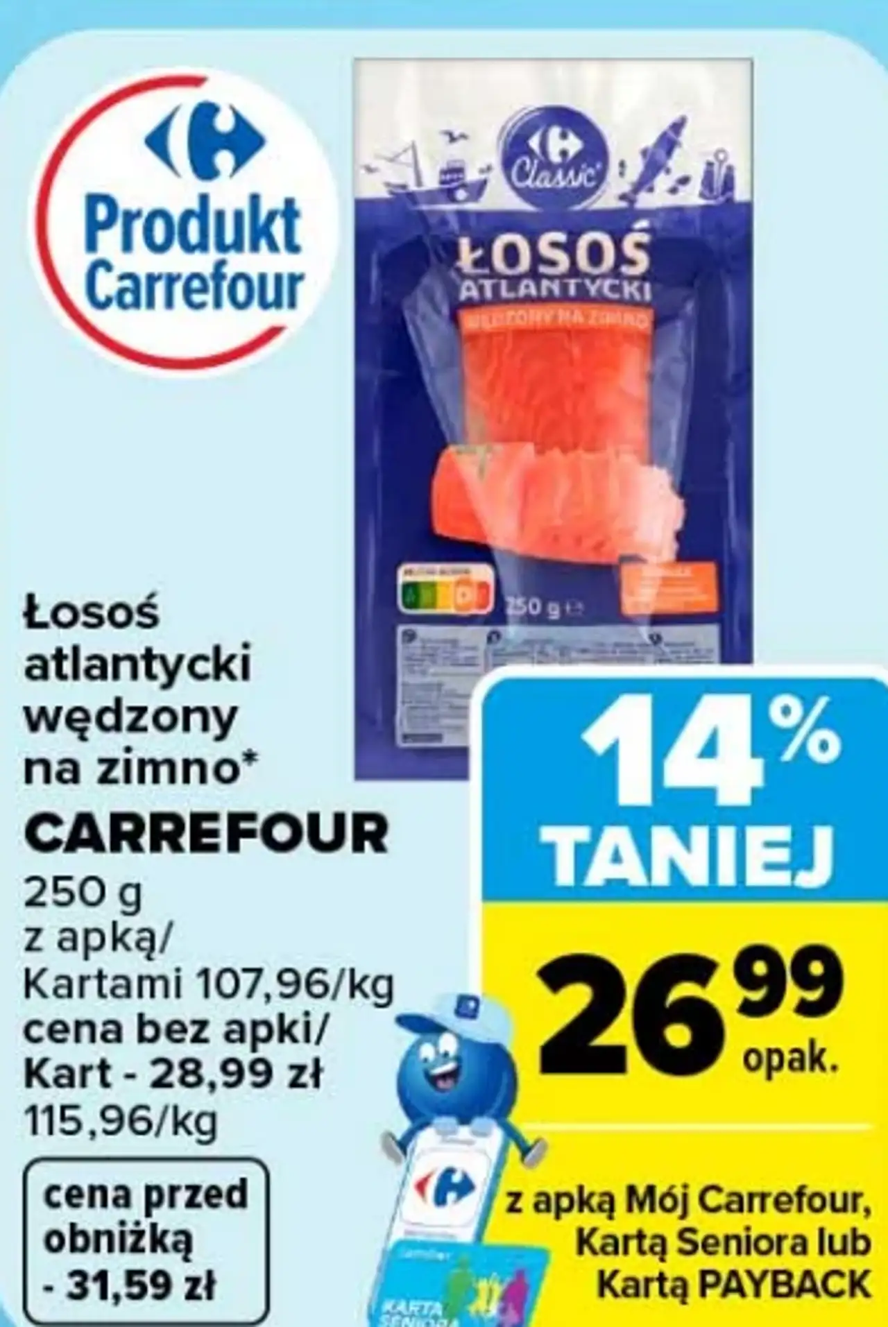 Łosoś atlantycki wędzony na zimno Carrefour