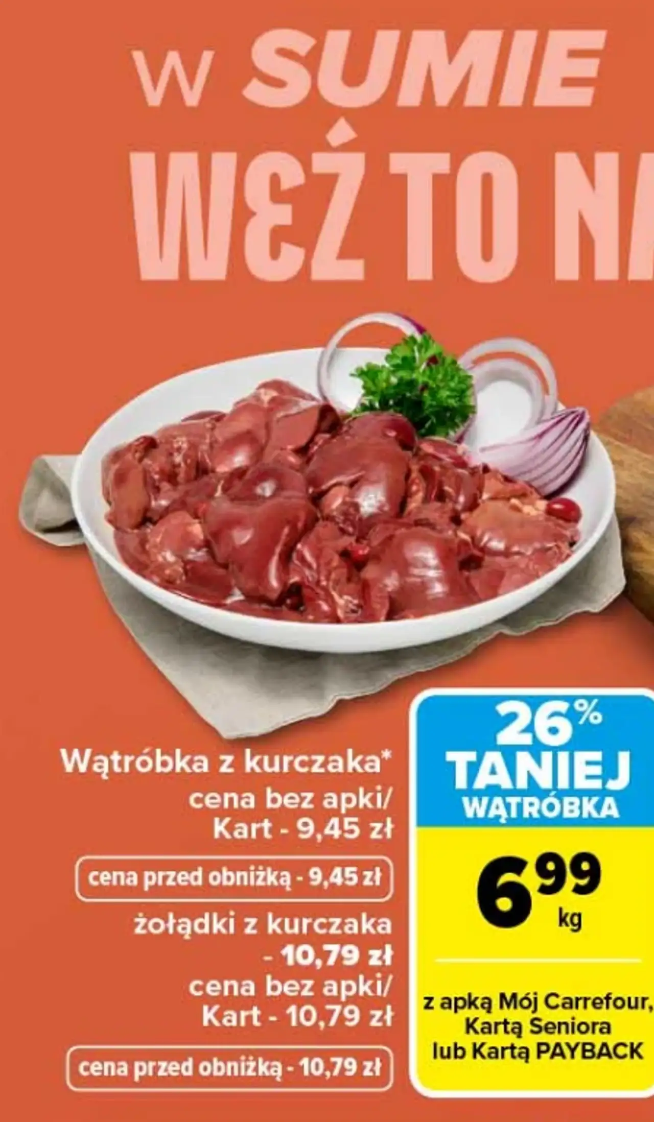 Wątróbka z kurczaka lub żołądki z kurczaka