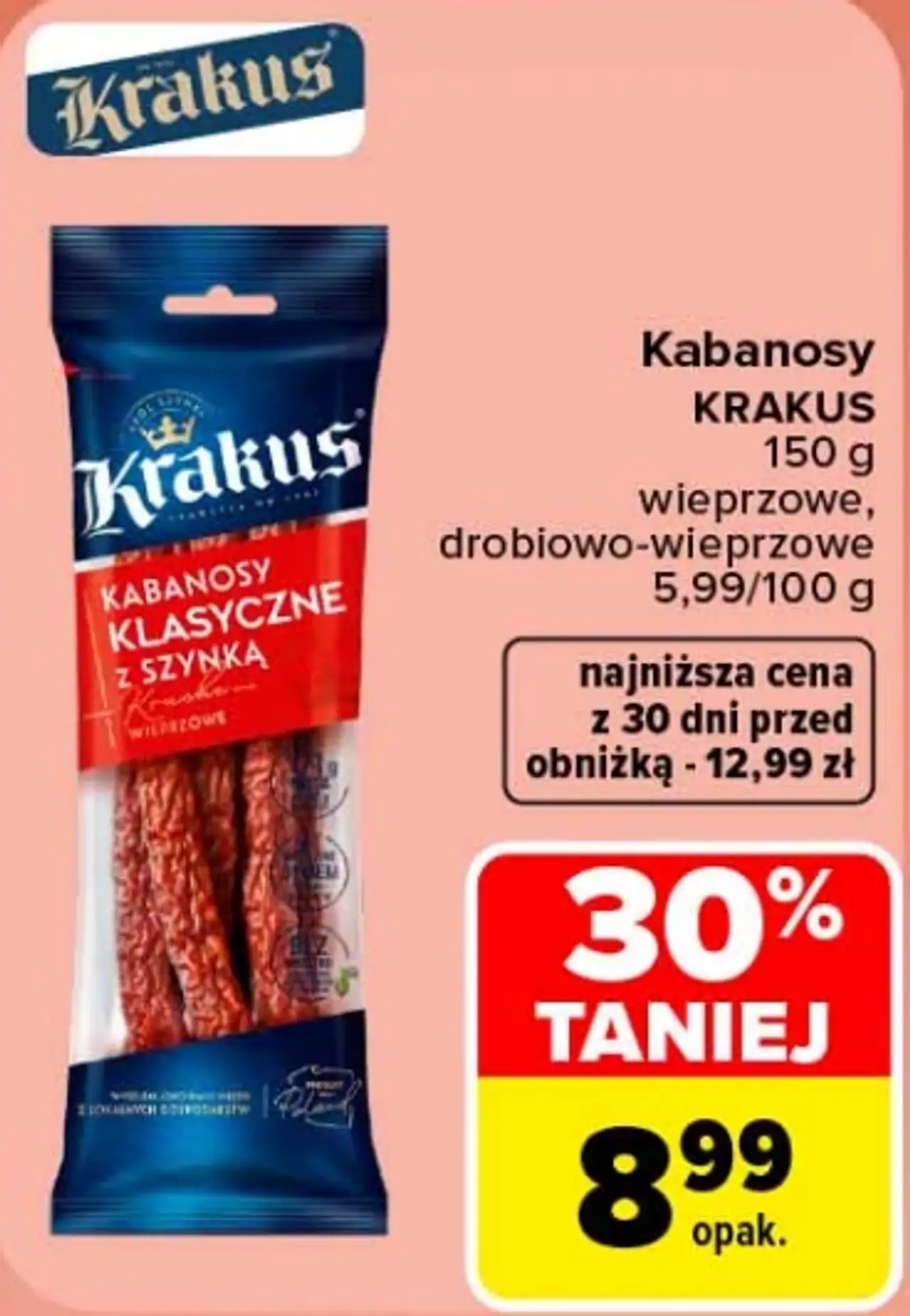 Krakus Kabanosy wieprzowe, drobiowo-wieprzowe