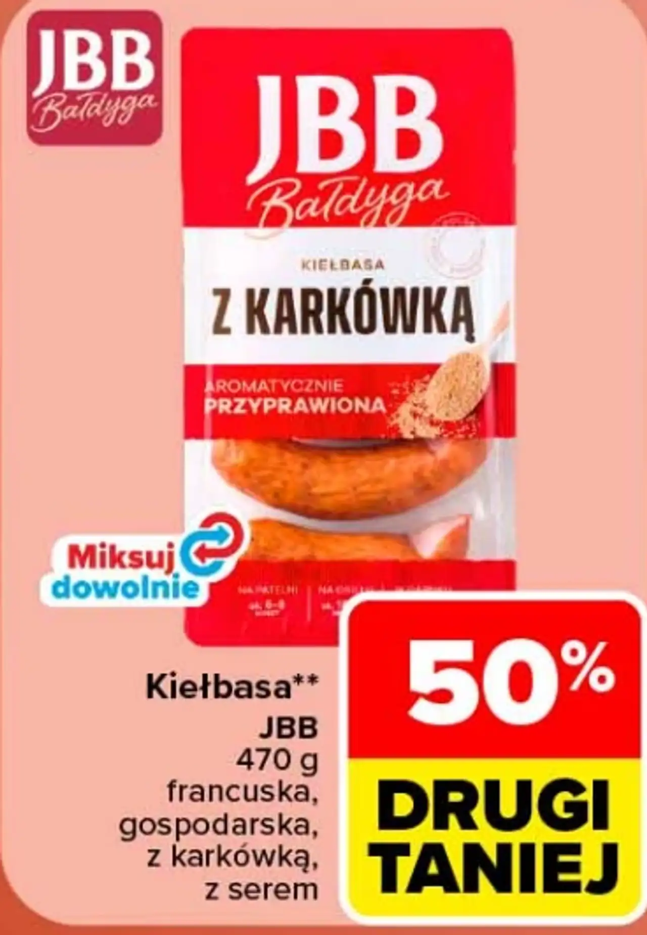JBB Bałdyga Kiełbasa francuska, gospodarska, z karkówką, z serem