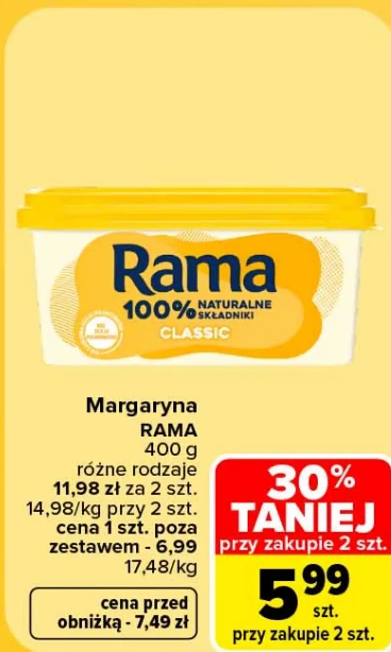 Margaryna Rama Classic 100% naturalne składniki 400 g