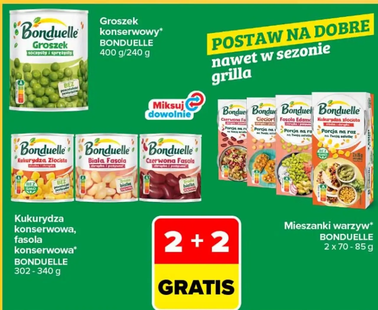 Groszek, kukurydza, fasola, mieszanki warzyw BONDUELLE