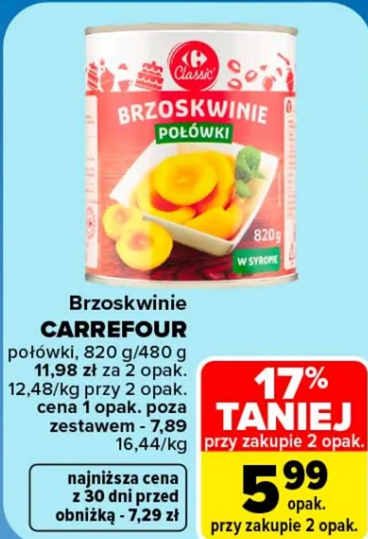 Brzoskwinie połówki w syropie Carrefour Classic