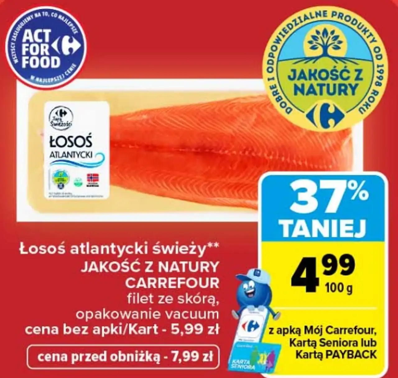 Łosoś atlantycki świeży JAKOŚĆ Z NATURY CARREFOUR
