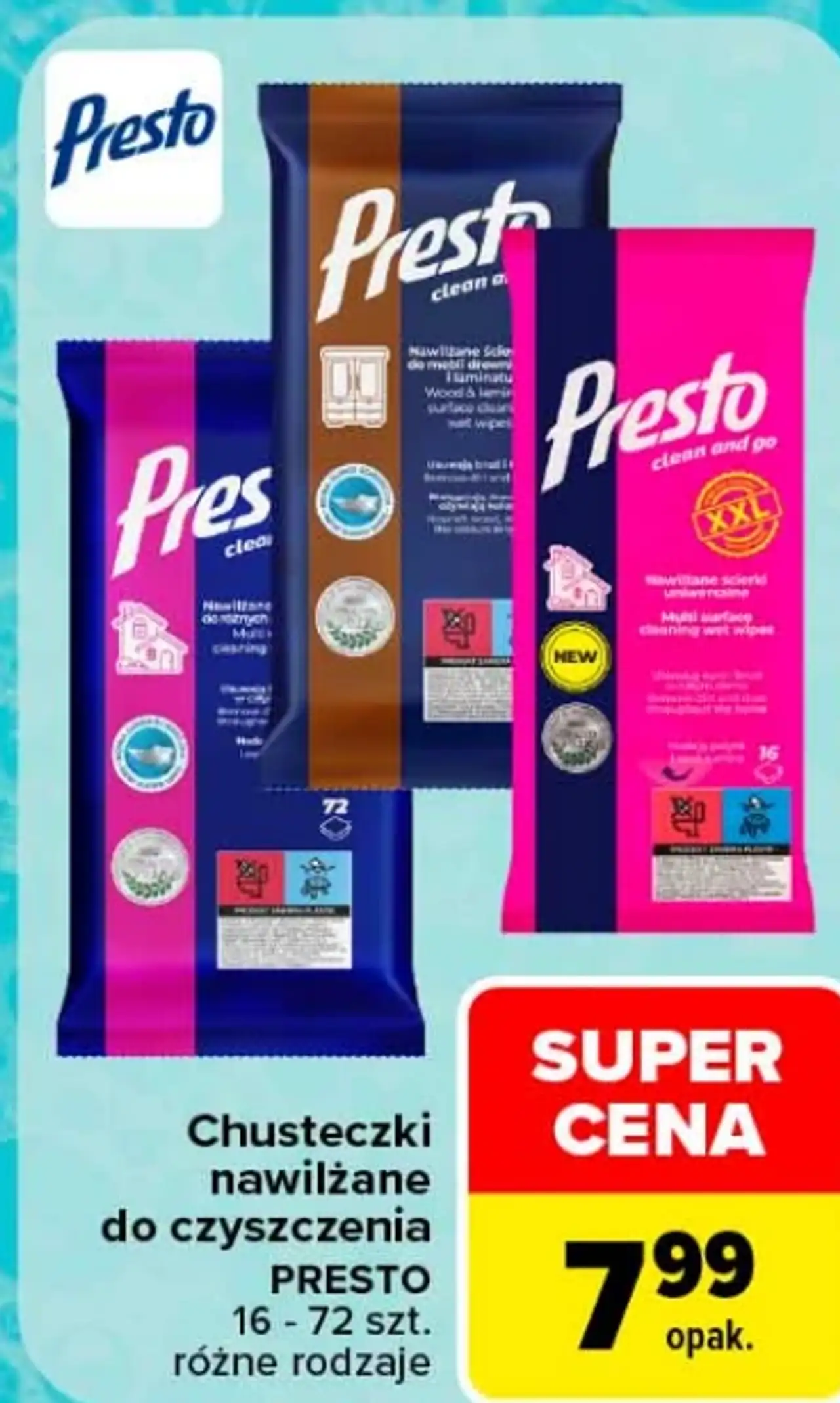 Presto Chusteczki nawilżane do czyszczenia