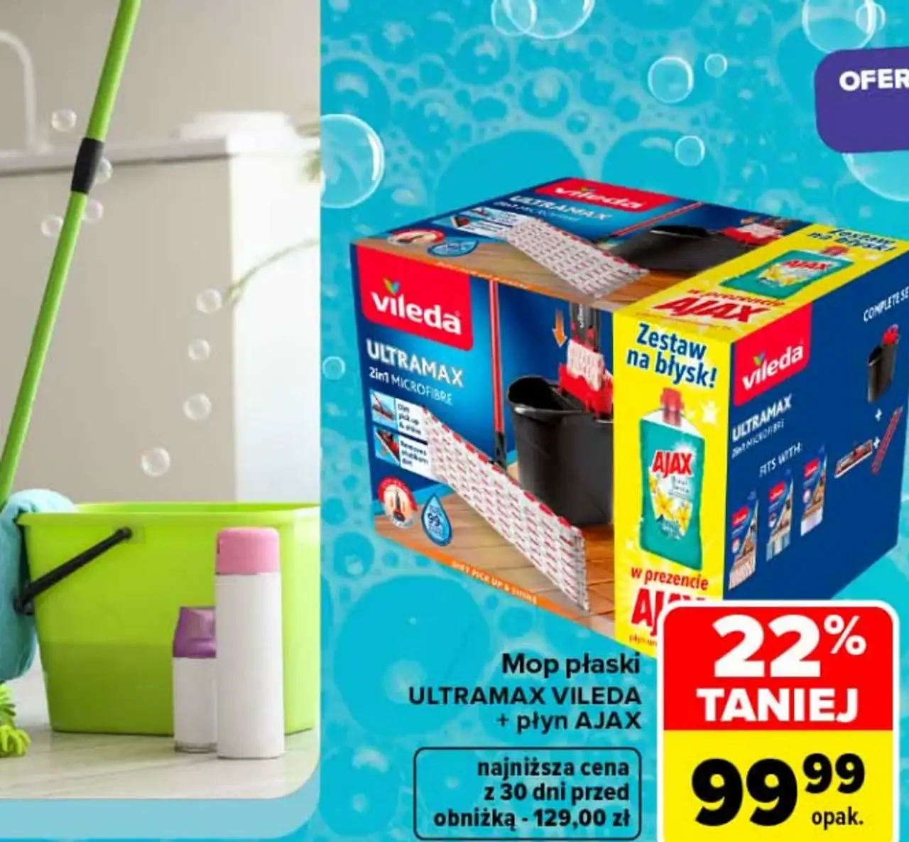 Mop płaski ULTRAMAX VILEDA + płyn AJAX