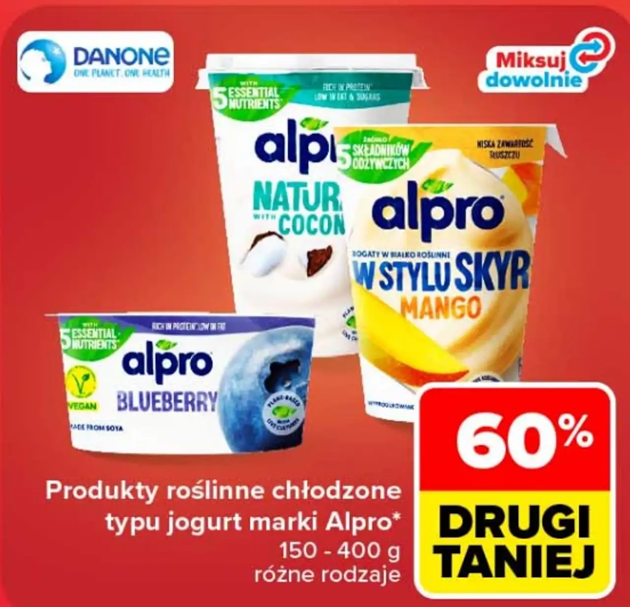 Produkty roślinne chłodzone typu jogurt Alpro