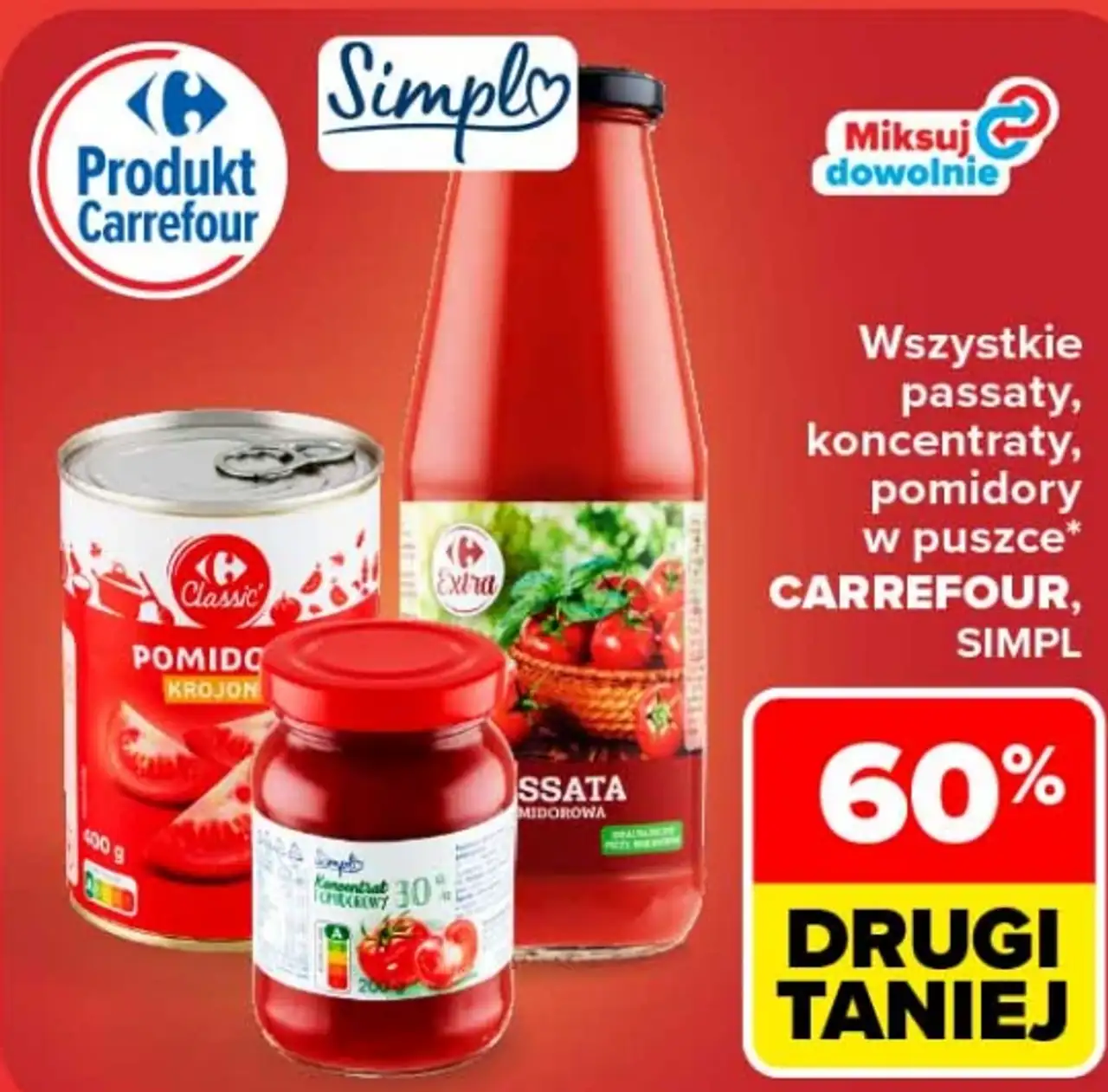 Wszystkie passaty, koncentraty, pomidory w puszce Carrefour, Simpl