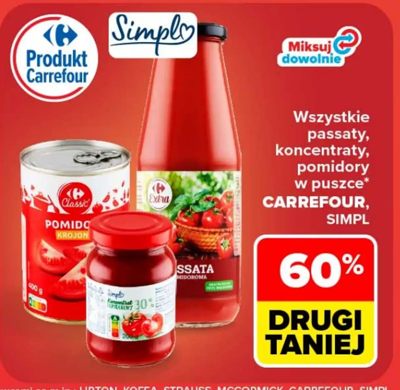 Wszystkie passaty, koncentraty, pomidory w puszce Carrefour, Simpl