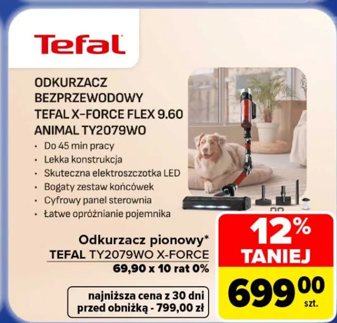 Odkurzacz bezprzewodowy TEFAL X-FORCE FLEX 9.60 ANIMAL TY2079WO