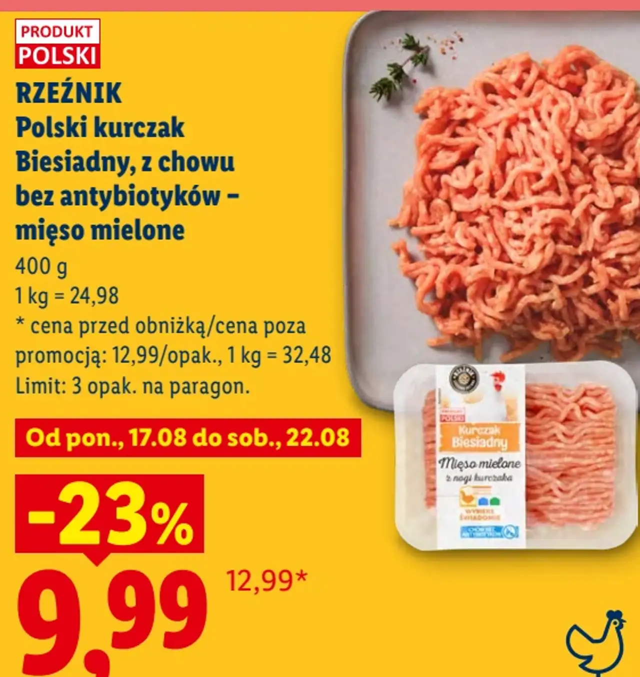 RZEŹNIK Polski kurczak Biesiadny, z chowu bez antybiotyków - mięso mielone