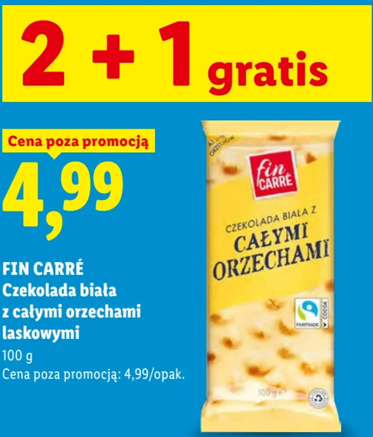 FIN CARRÉ Czekolada biała z całymi orzechami laskowymi