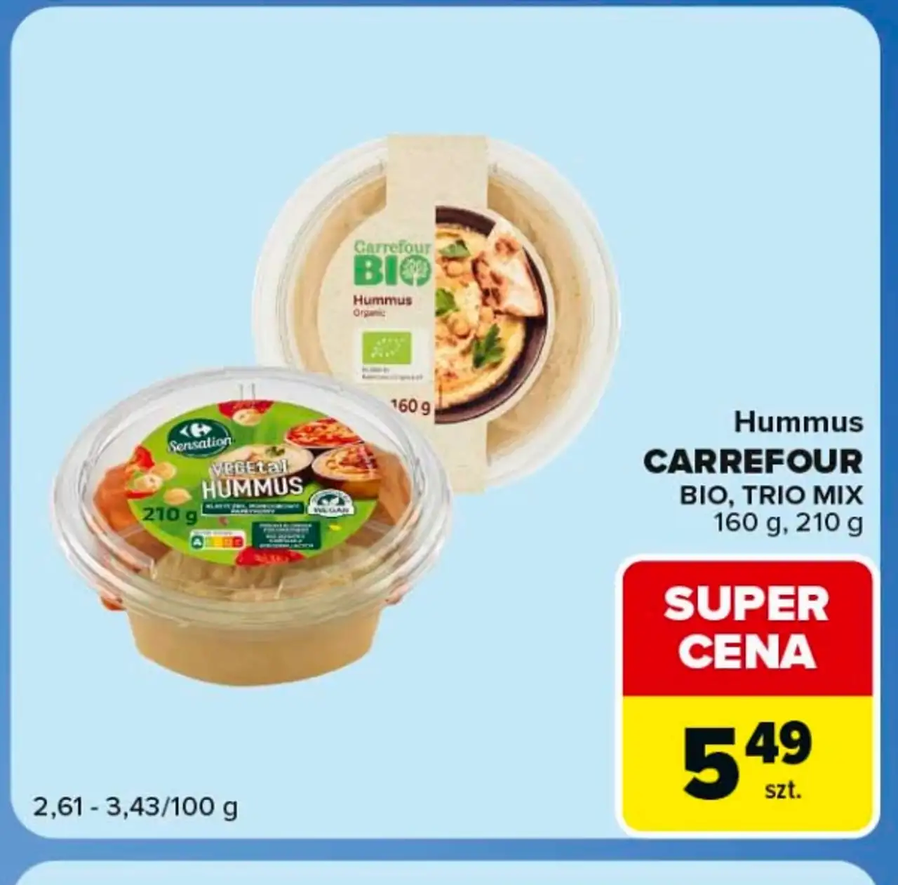 Hummus Carrefour BIO, Trio Mix