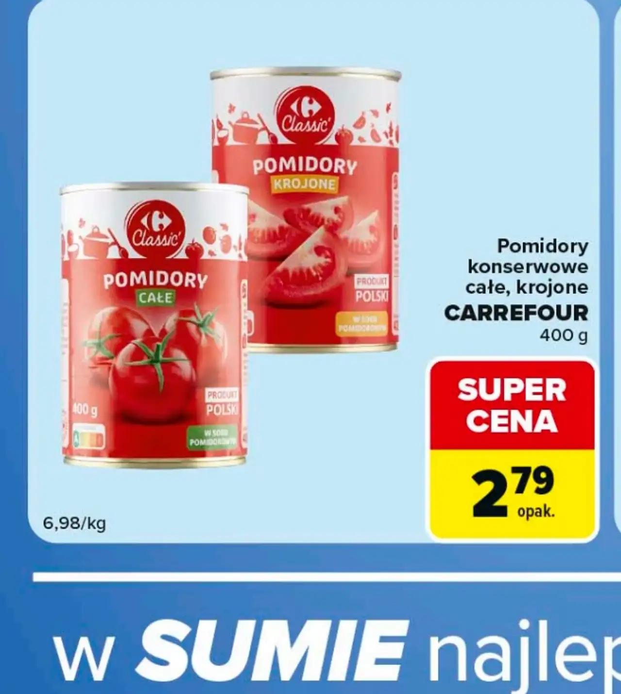 Pomidory konserwowe całe, krojone Carrefour Classic
