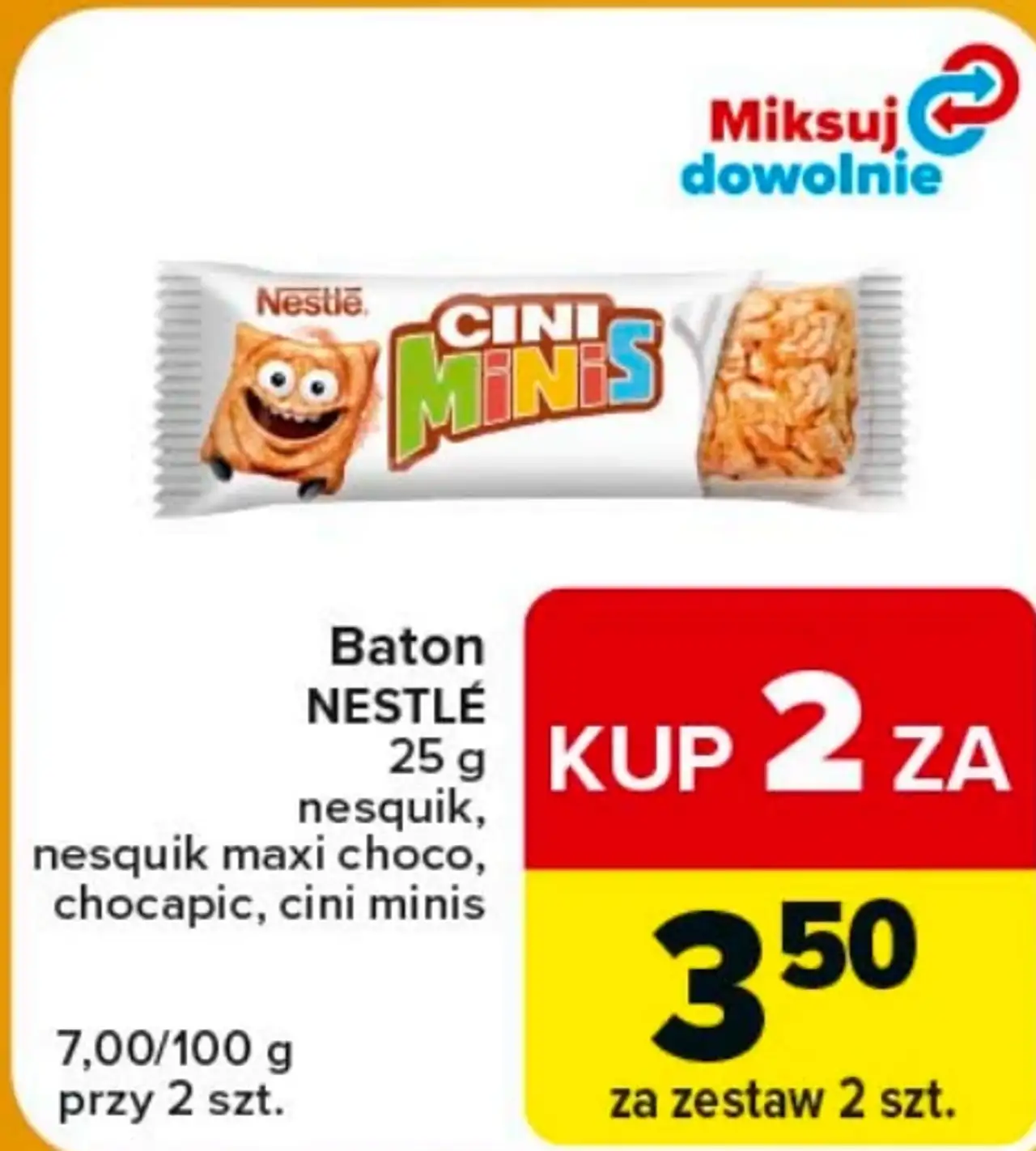 Baton Nestlé Nesquik, Nesquik Maxi Choco, Chocapic, Cini Minis