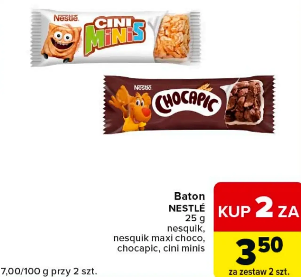 Baton Nestlé (nesquik, nesquik maxi choco, chocapic, cini minis)