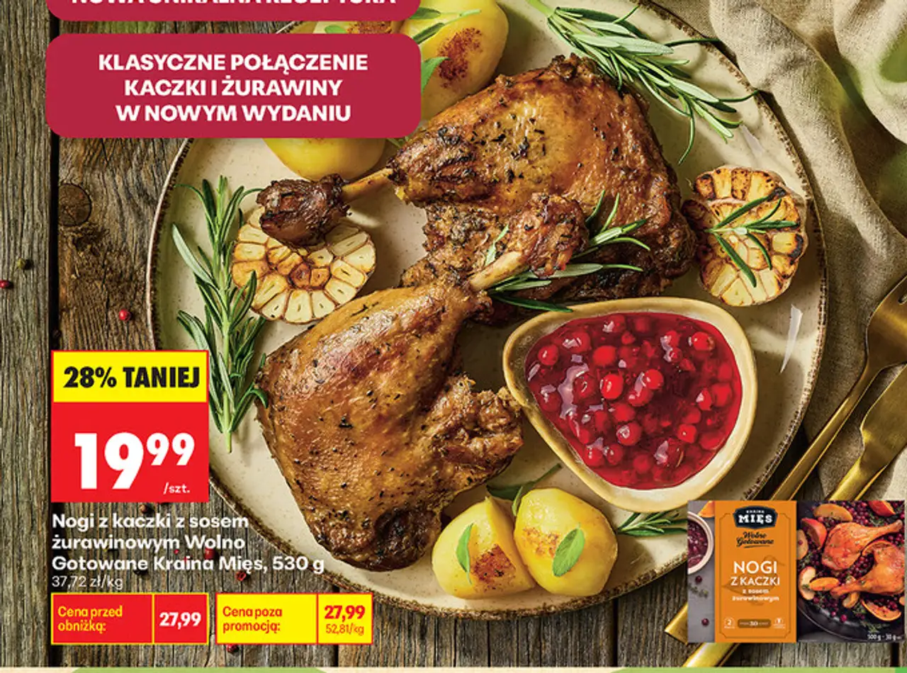 Nogi z kaczki z sosem żurawinowym Wolno Gotowane Kraina Mięs, 530 g