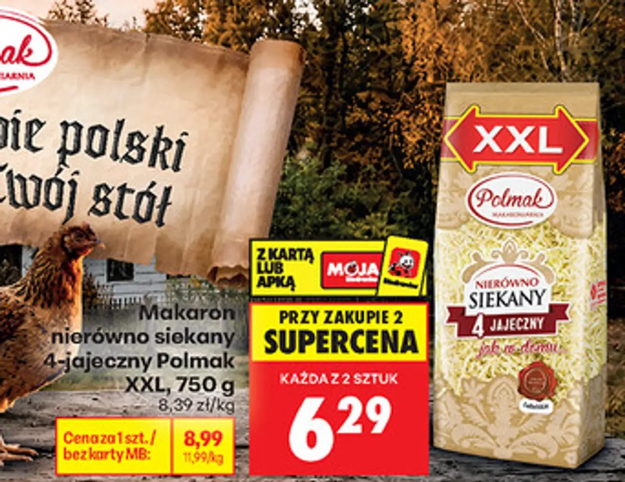 Makaron nierówno siekany 4-jajeczny Polmak XXL, 750 g