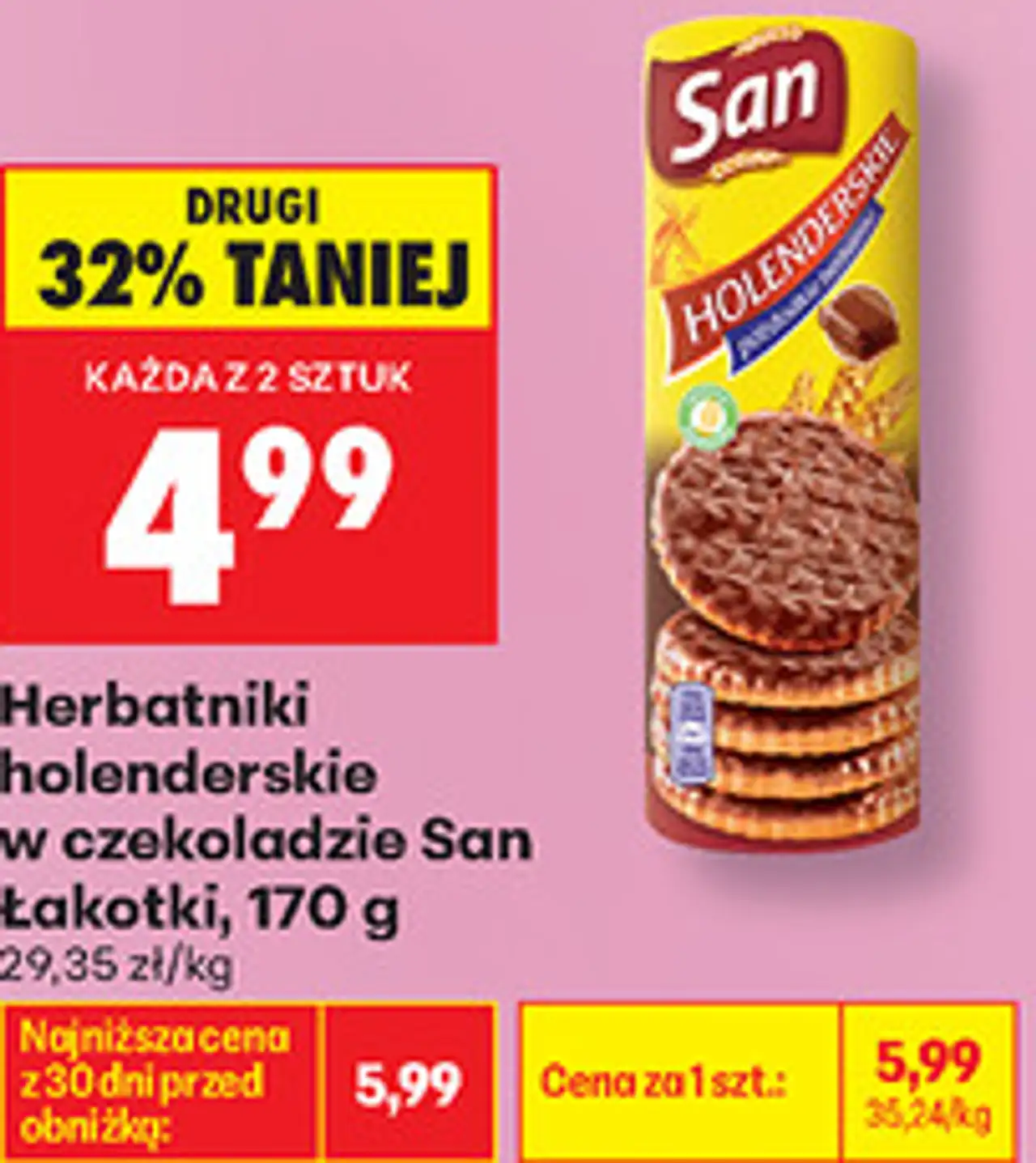 Herbatniki holenderskie w czekoladzie San Łakotki