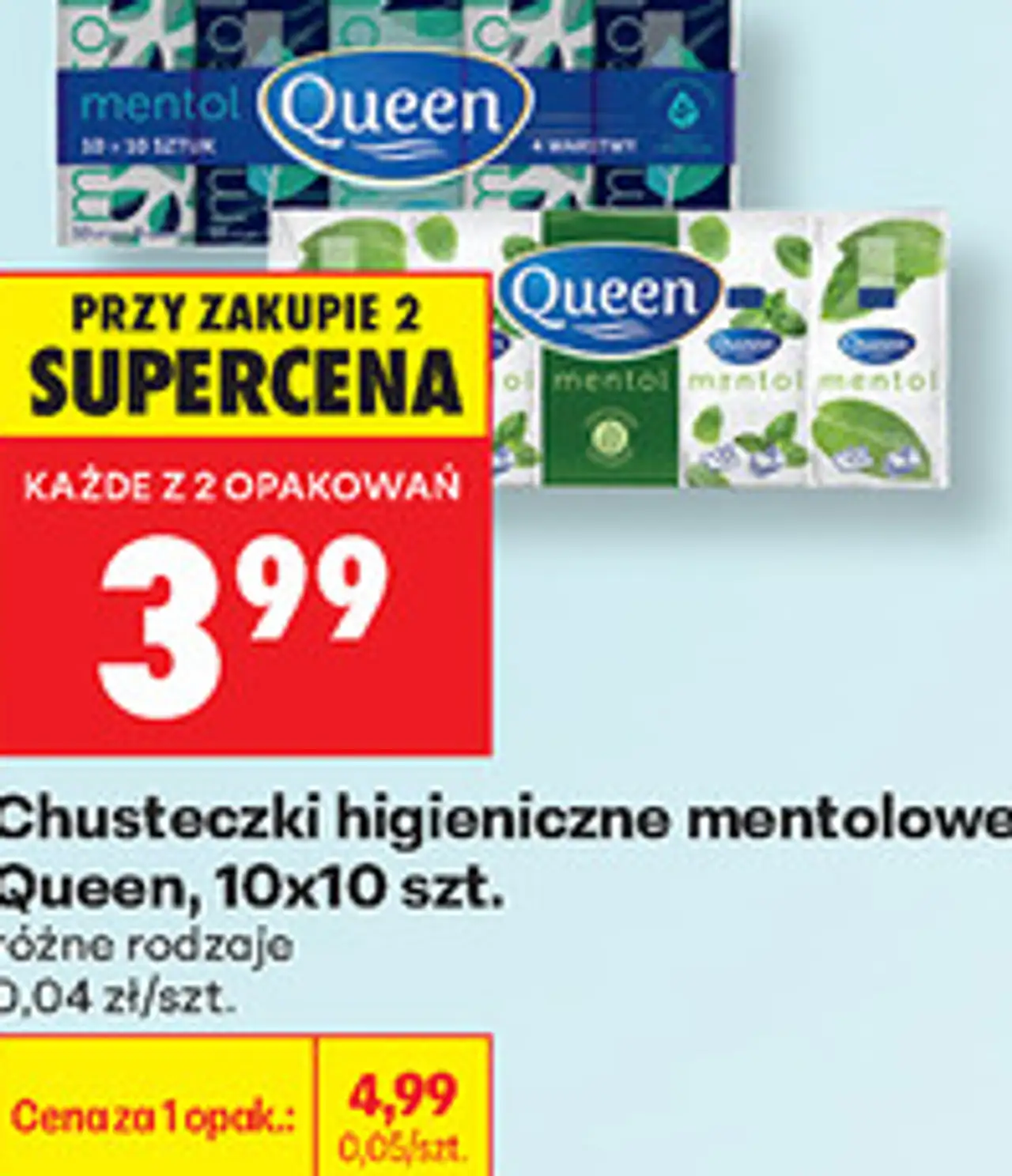 Chusteczki higieniczne mentolowe Queen, 10x10 szt.