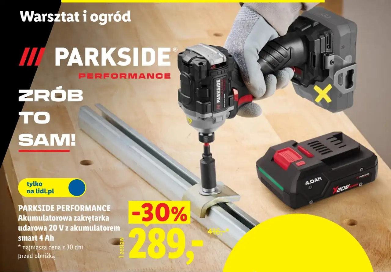 PARKSIDE PERFORMANCE Akumulatorowa zakrętarka udarowa 20 V z akumulatorem smart 4 Ah